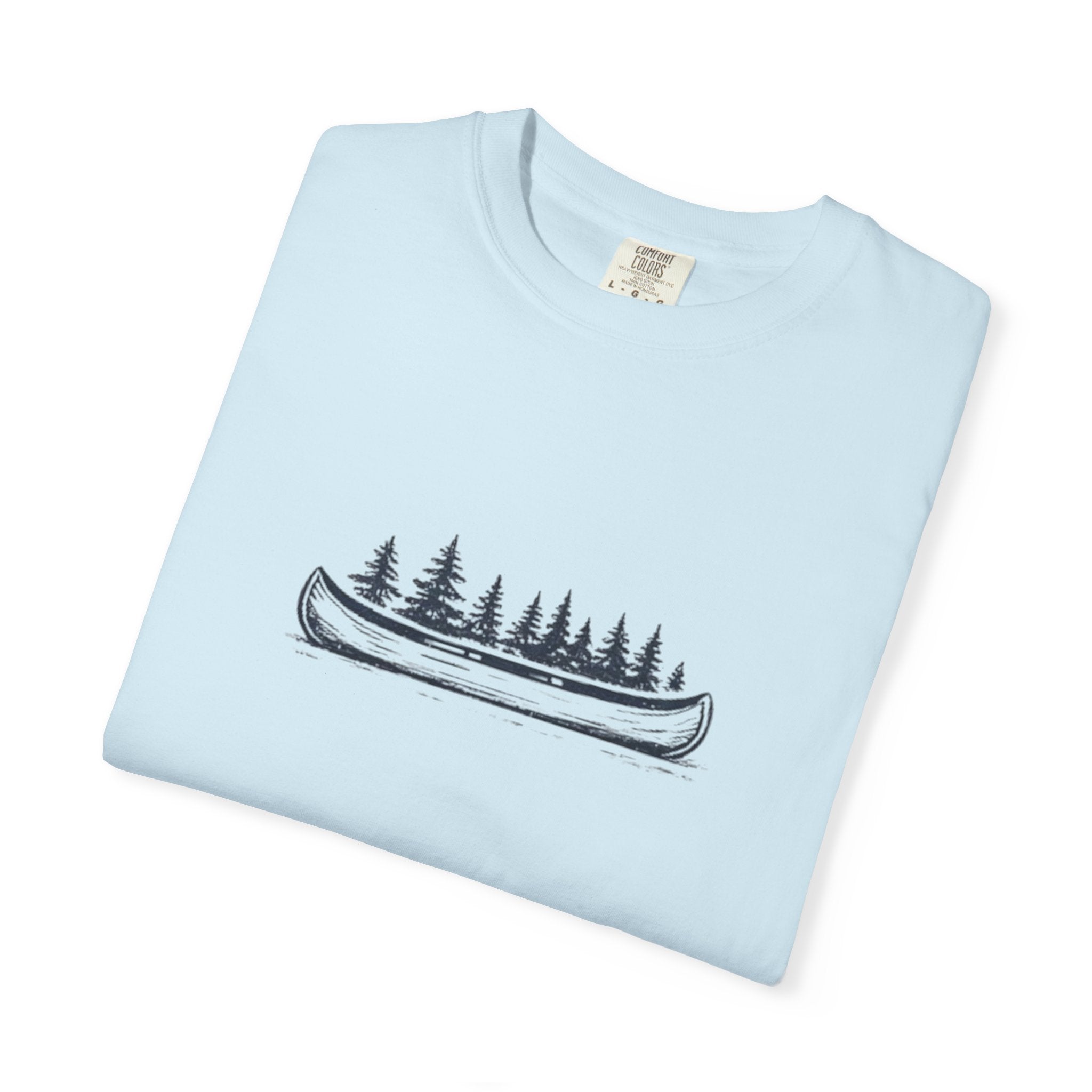 Canoe & Pines T-Shirt | Minimal Outdoor Adventure Graphic Tee
