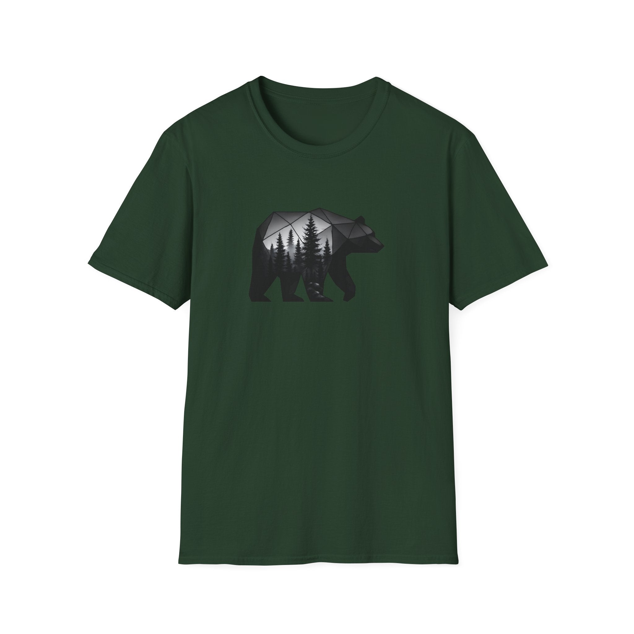 Geometric Bear Forest T-Shirt | Modern Nature Graphic Tee