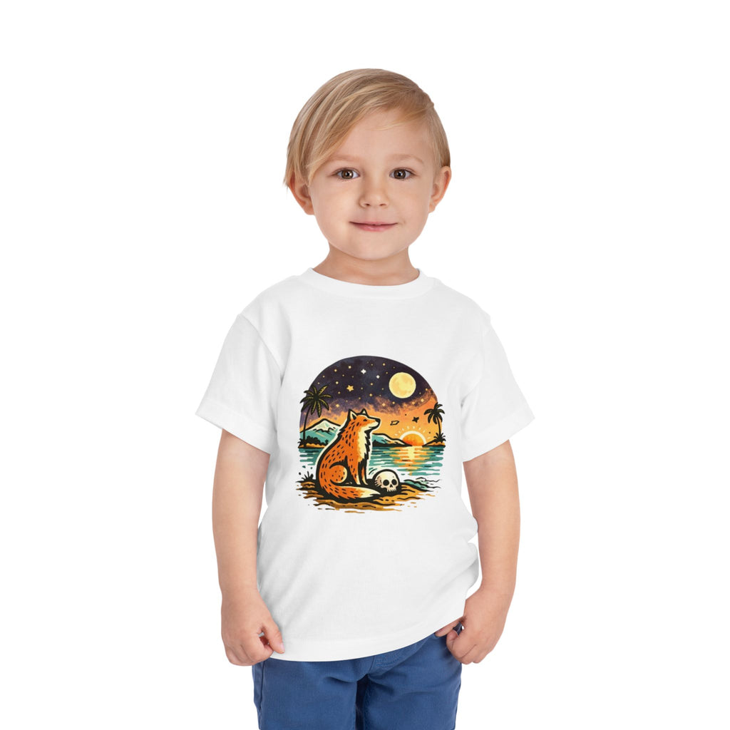 Toddler Tee | Fox Watching Sunset Beach Illustration