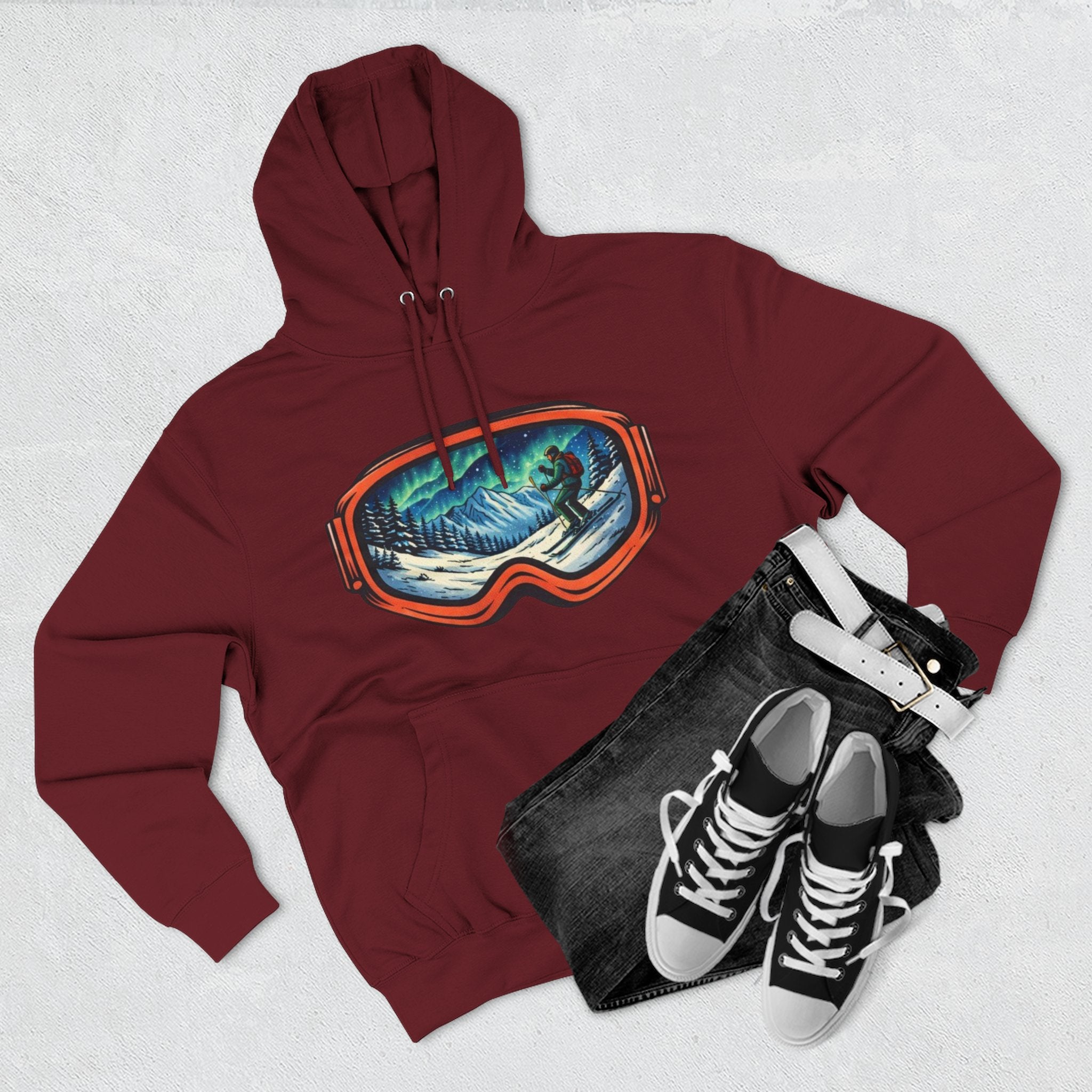 Ski Snowboard Goggles Graphic Hoodie — Mountain Rider Winter Pullover