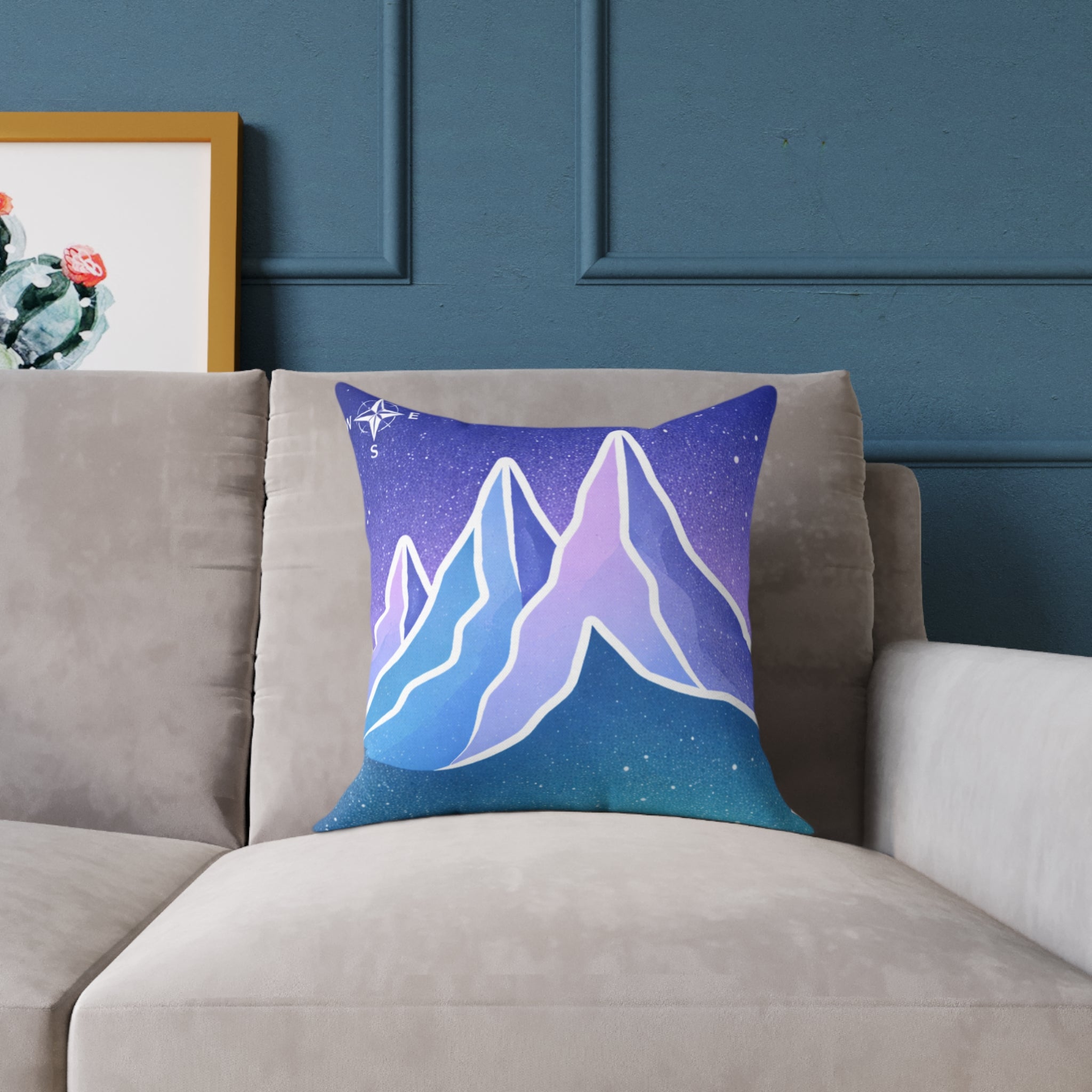 Celestial Mountain Pillow | Purple Night Sky Decorative Throw