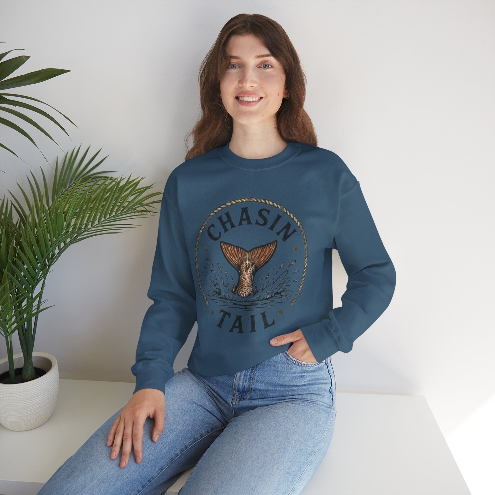 Crewneck Sweatshirt | "Chasin Tail" Fish Tail Graphic