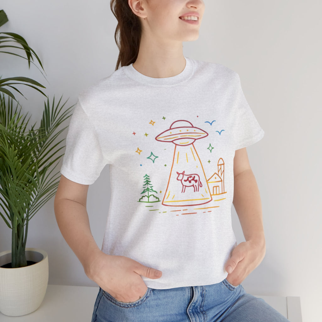Alien Cow Abduction T-Shirt | Cute Pastel UFO Farm Graphic Tee