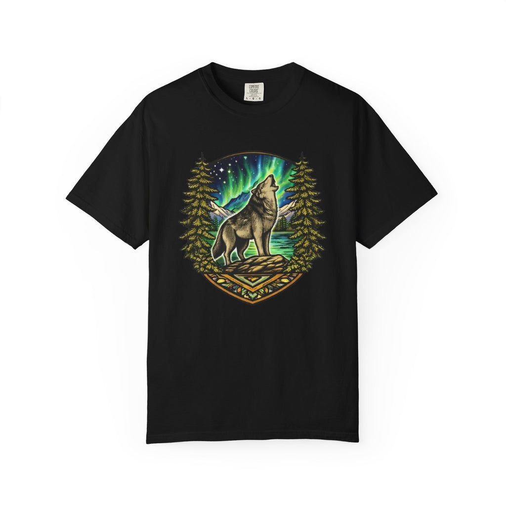 Wolf Howl T-Shirt | Northern Lights Forest Graphic Tee