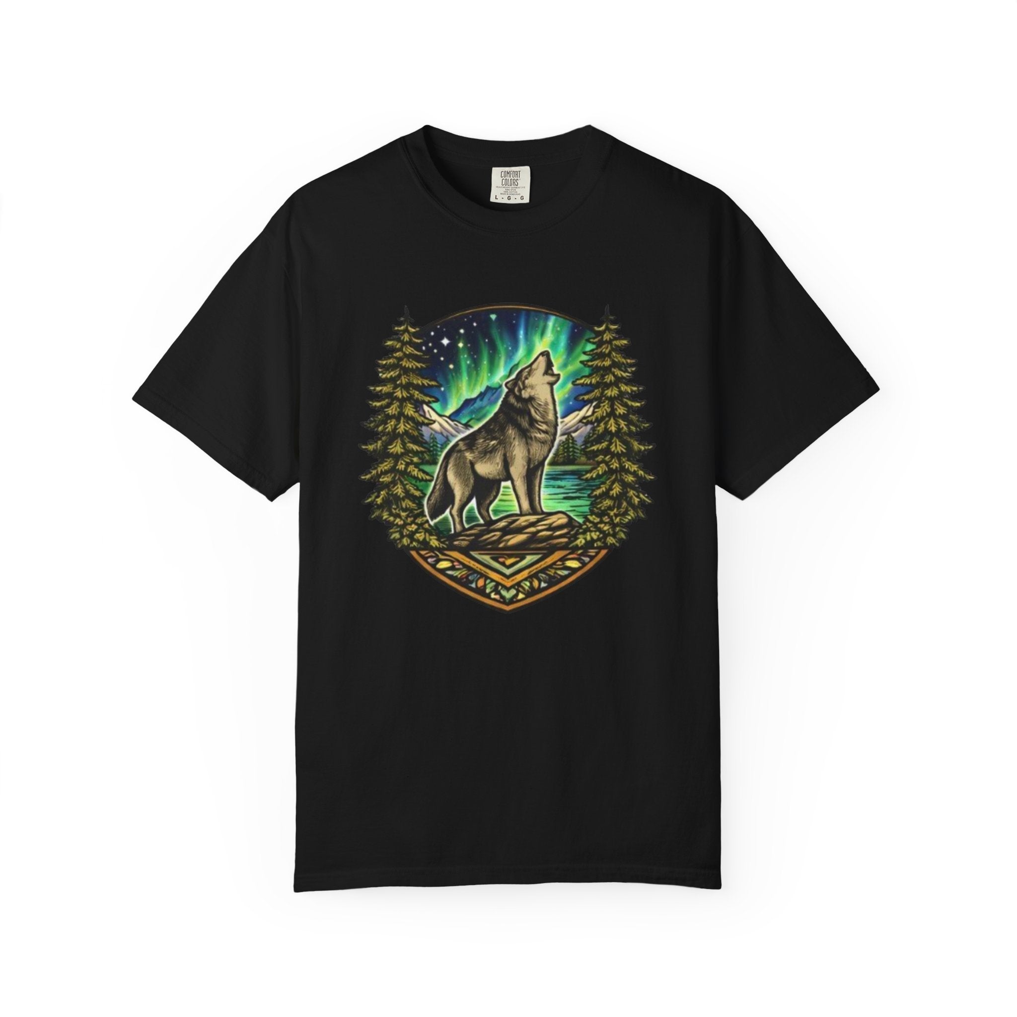 Wolf Howl T-Shirt | Northern Lights Forest Graphic Tee