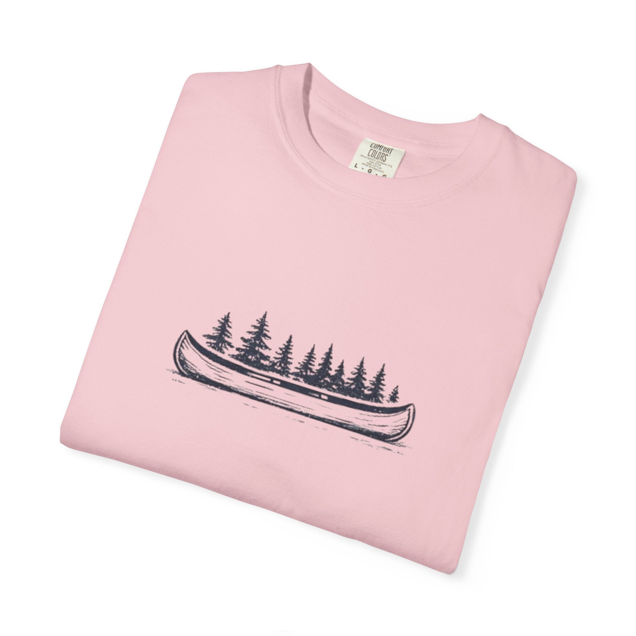 Canoe & Pines T-Shirt | Minimal Outdoor Adventure Graphic Tee