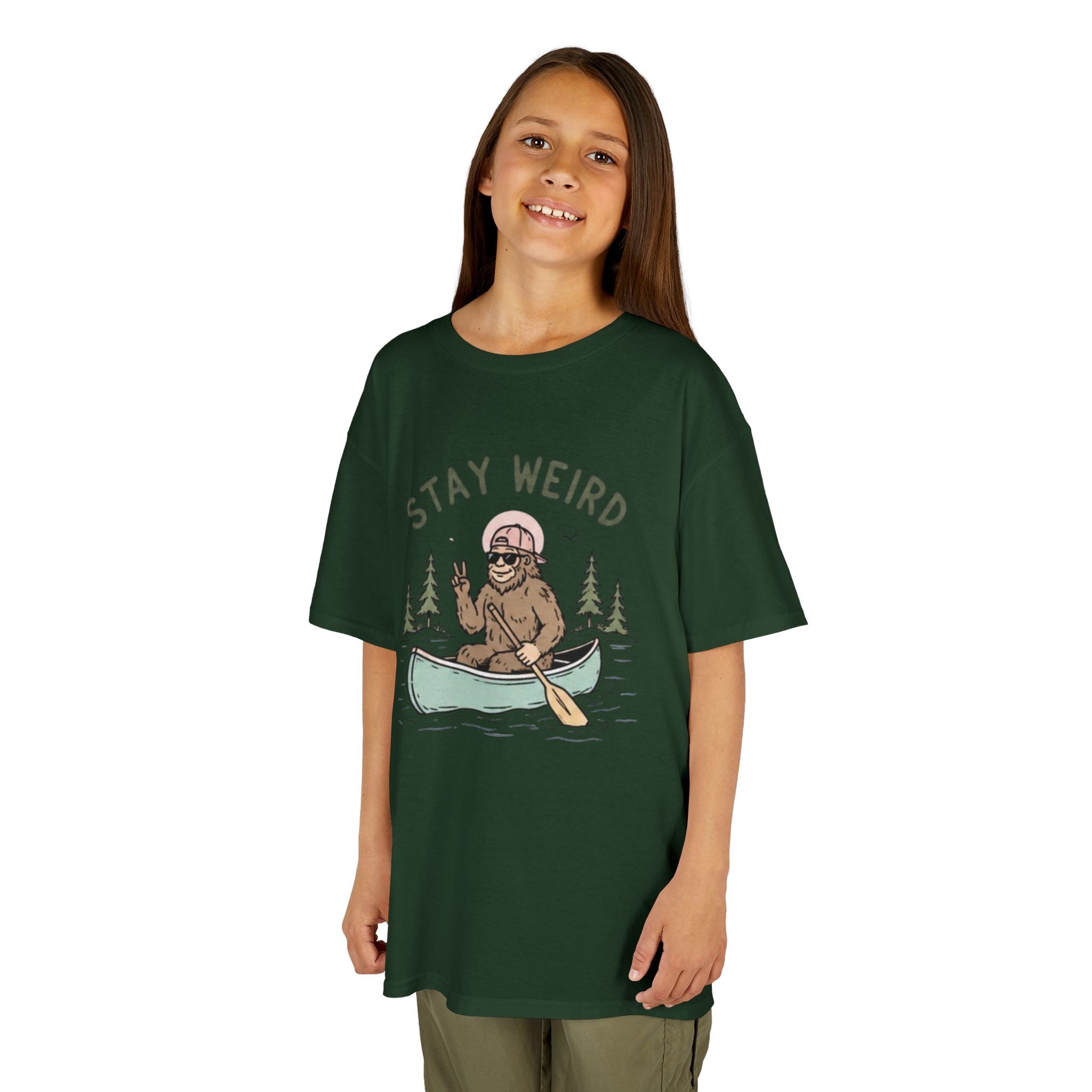 Kids Tee | "Stay Weird" Canoe Sasquatch Graphic