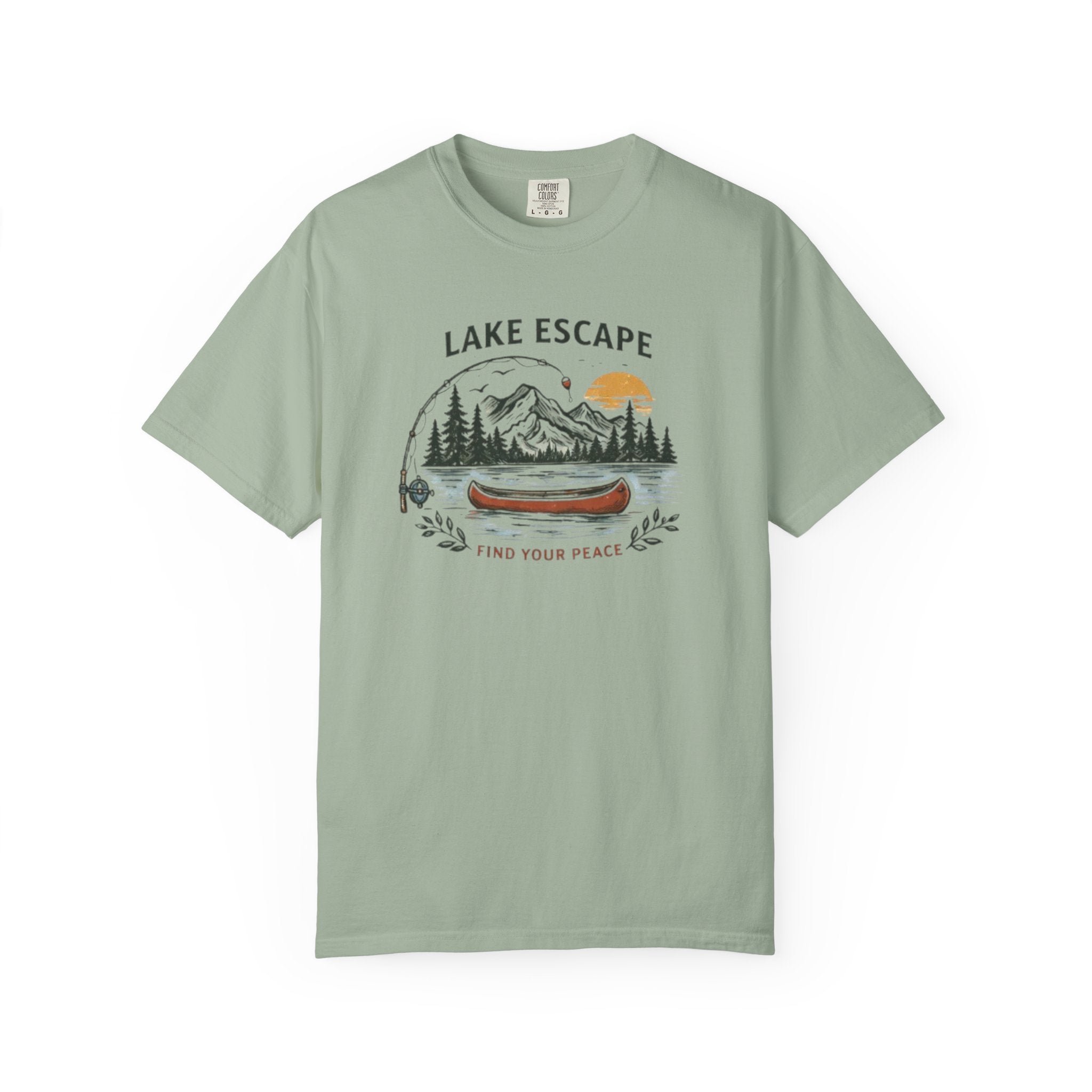 Lake Escape T-Shirt | Canoe Nature Graphic "Find Your Peace" Tee