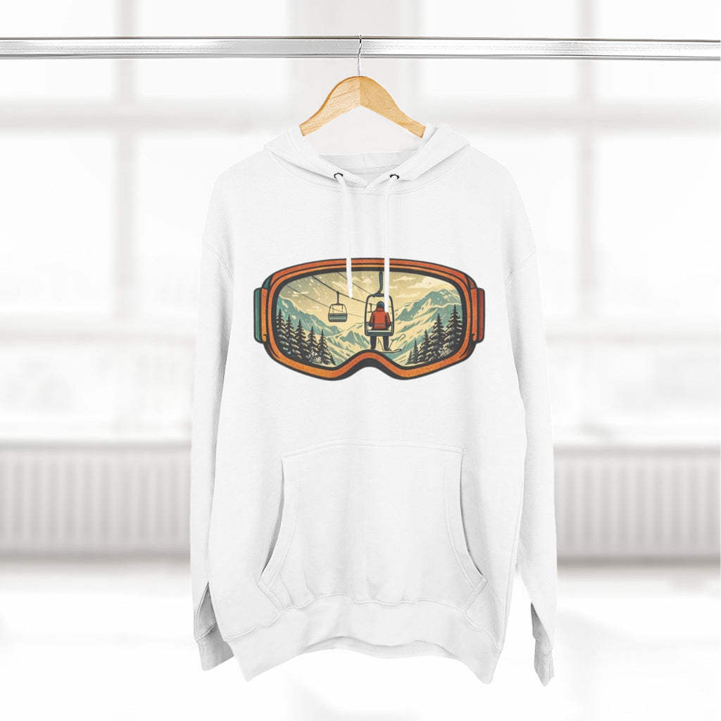 Ski Goggles Graphic Hoodie | Mountain Lift Scene Pullover