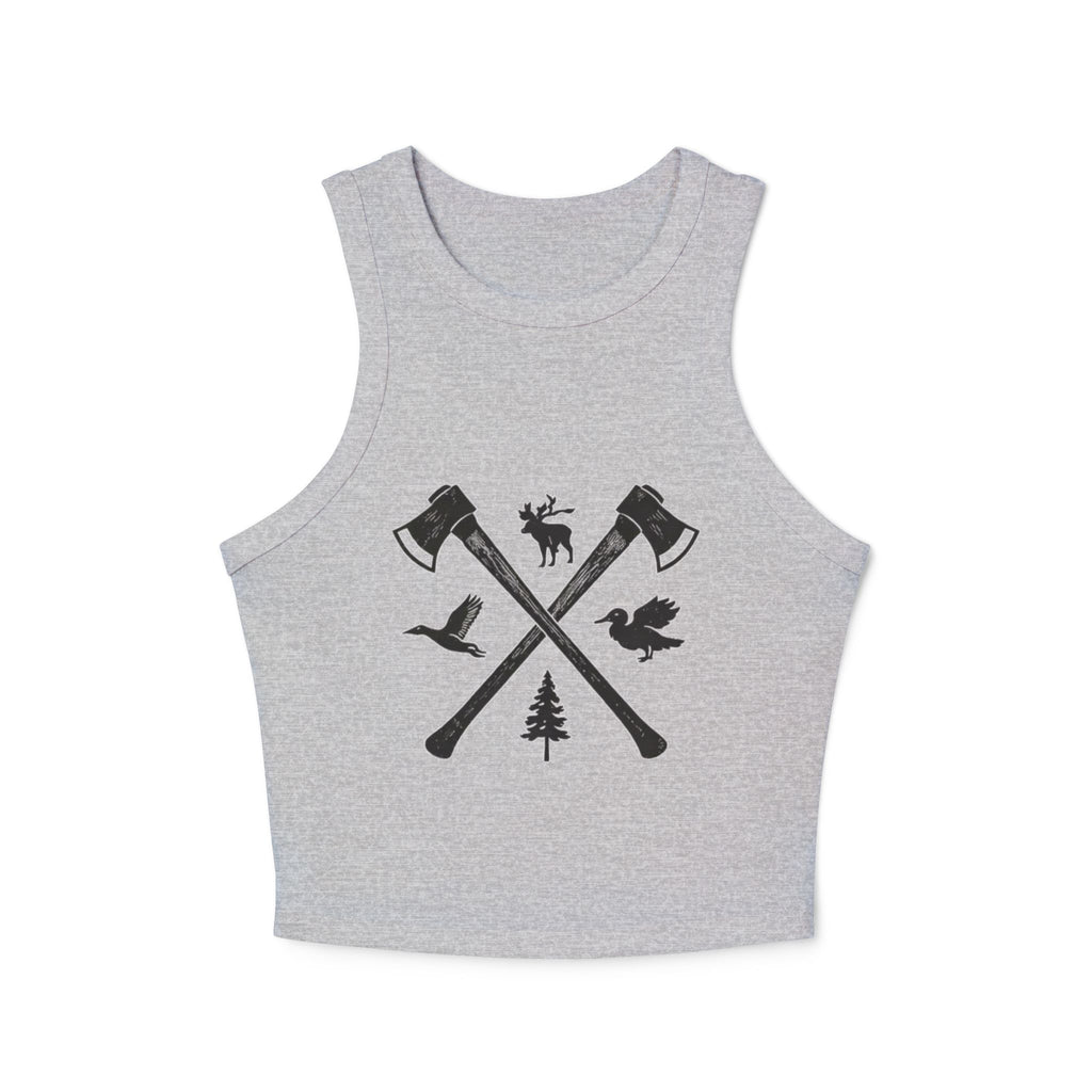 Womens Outdoor Axes Tank Top | Woodland Moose, Raven & Pine Graphic