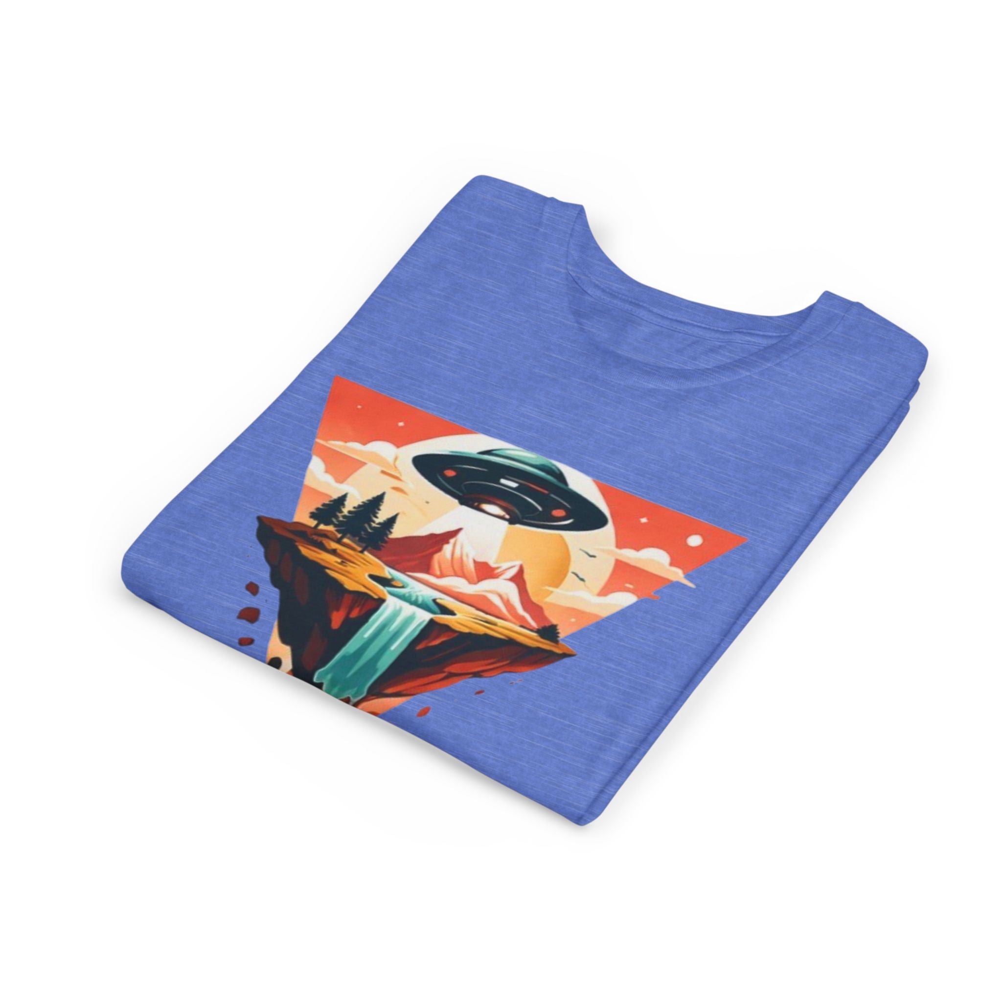 Youth Tee | UFO Mountain Landscape Graphic Tee | Alien Abduction Adventure