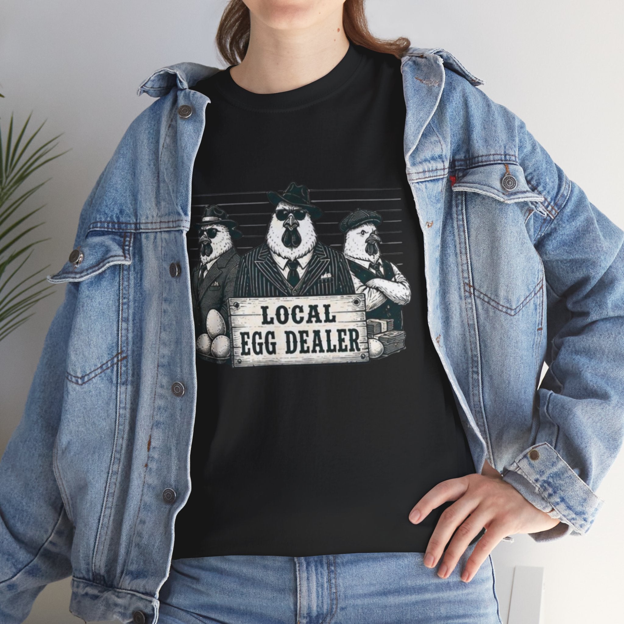 Local Egg Dealer T-Shirt | Funny Farm Mugshot Chicken & Egg Farmer Tee
