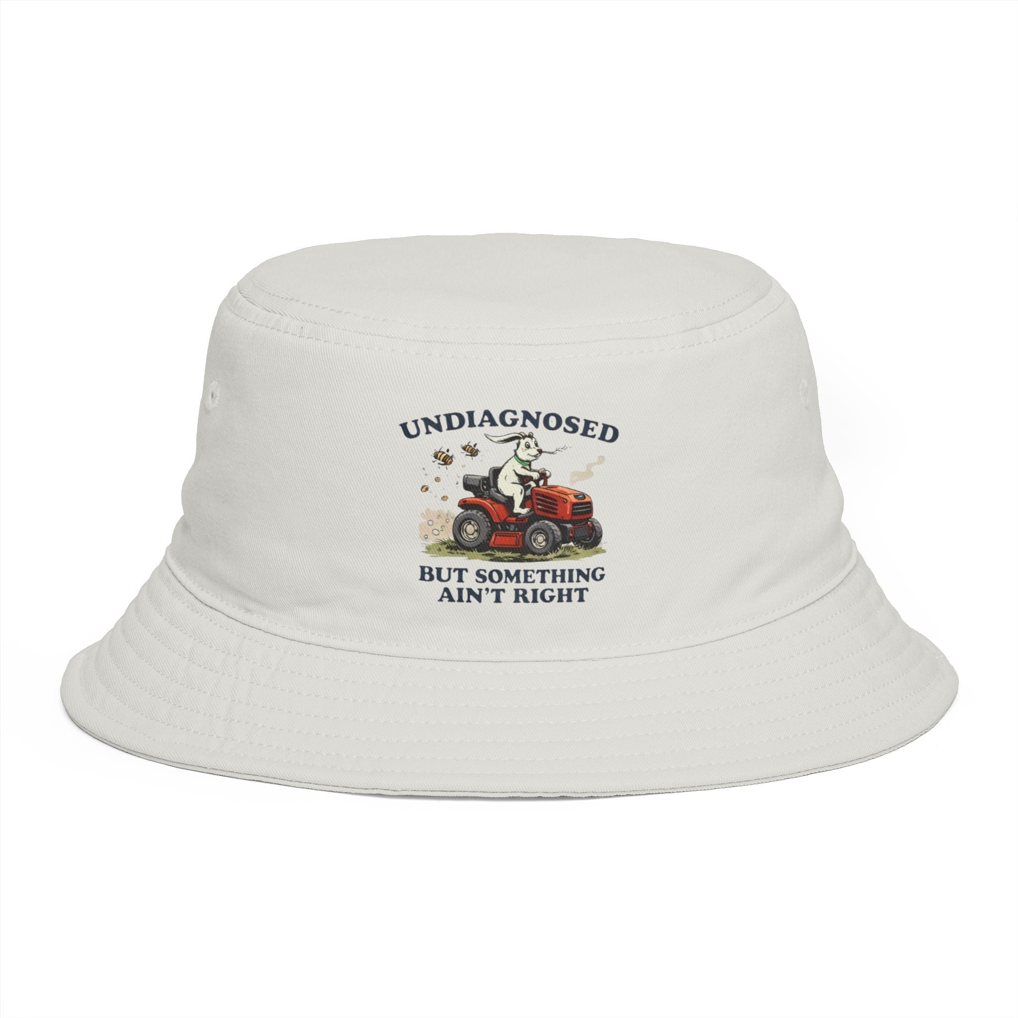 Undiagnosed But Something Aint Right Bucket Hat | Funny Vintage Lawn Mower Design