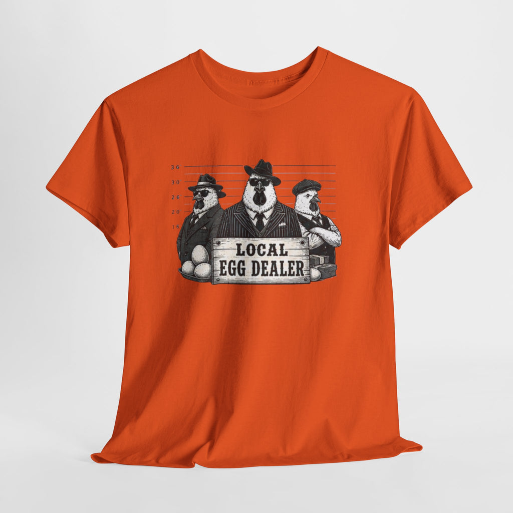 Local Egg Dealer T-Shirt | Funny Farm Mugshot Chicken & Egg Farmer Tee