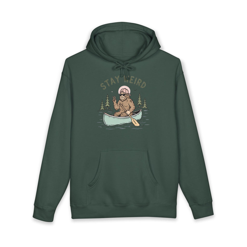 Stay Weird Canoe Hoodie | Bigfoot Paddling Graphic Sweatshirt