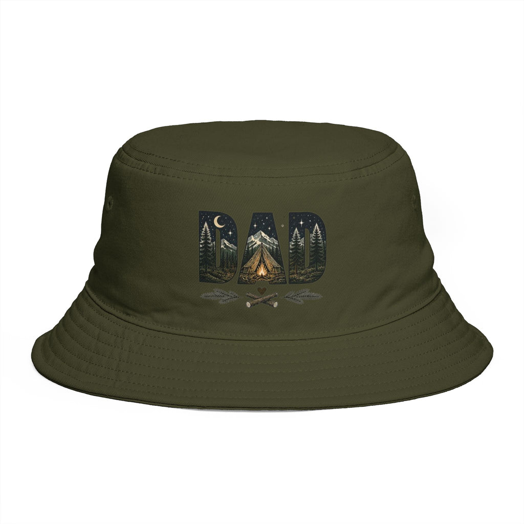 Dad Camping Bucket Hat | Outdoor Tent & Campfire Design