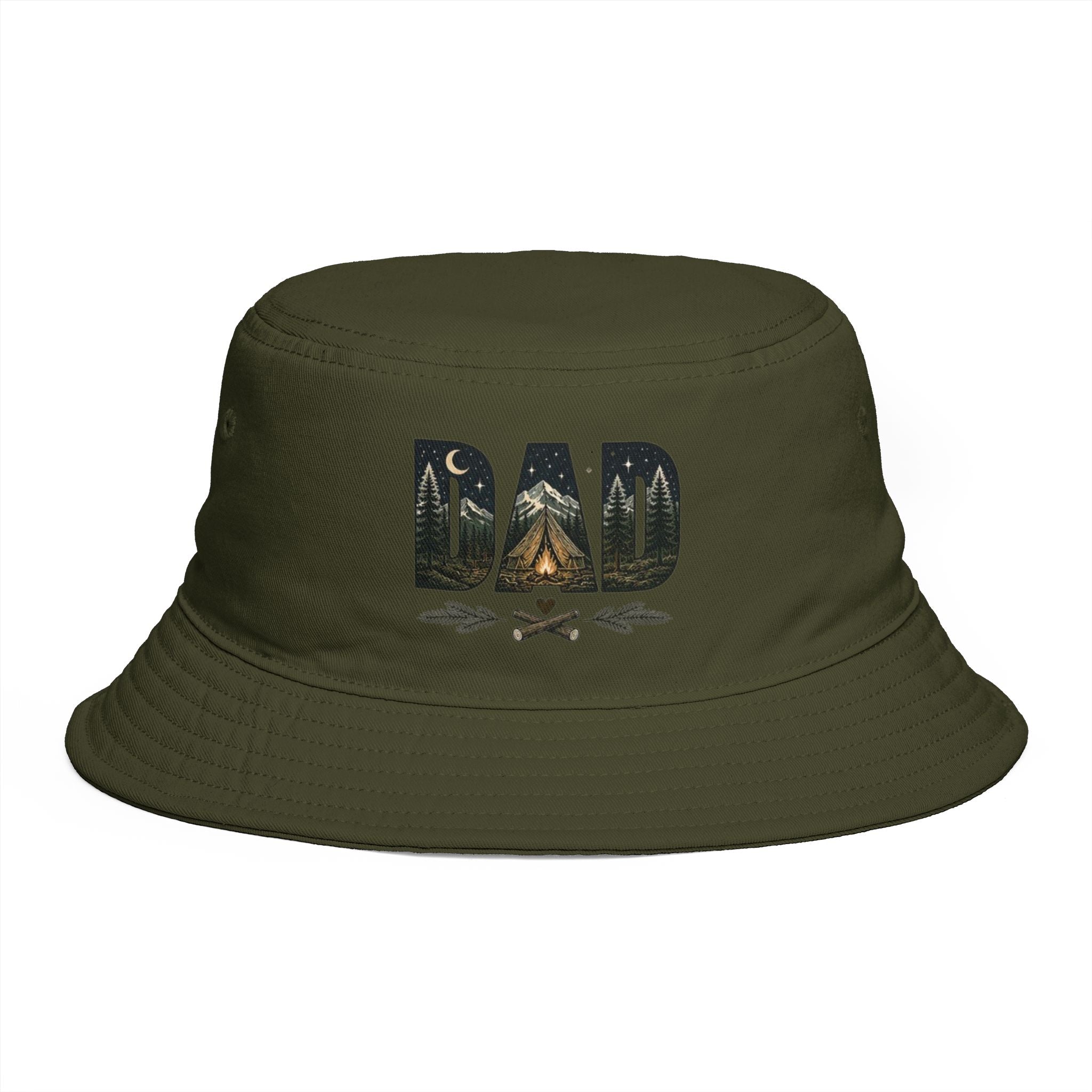 Dad Camping Bucket Hat | Outdoor Tent & Campfire Design