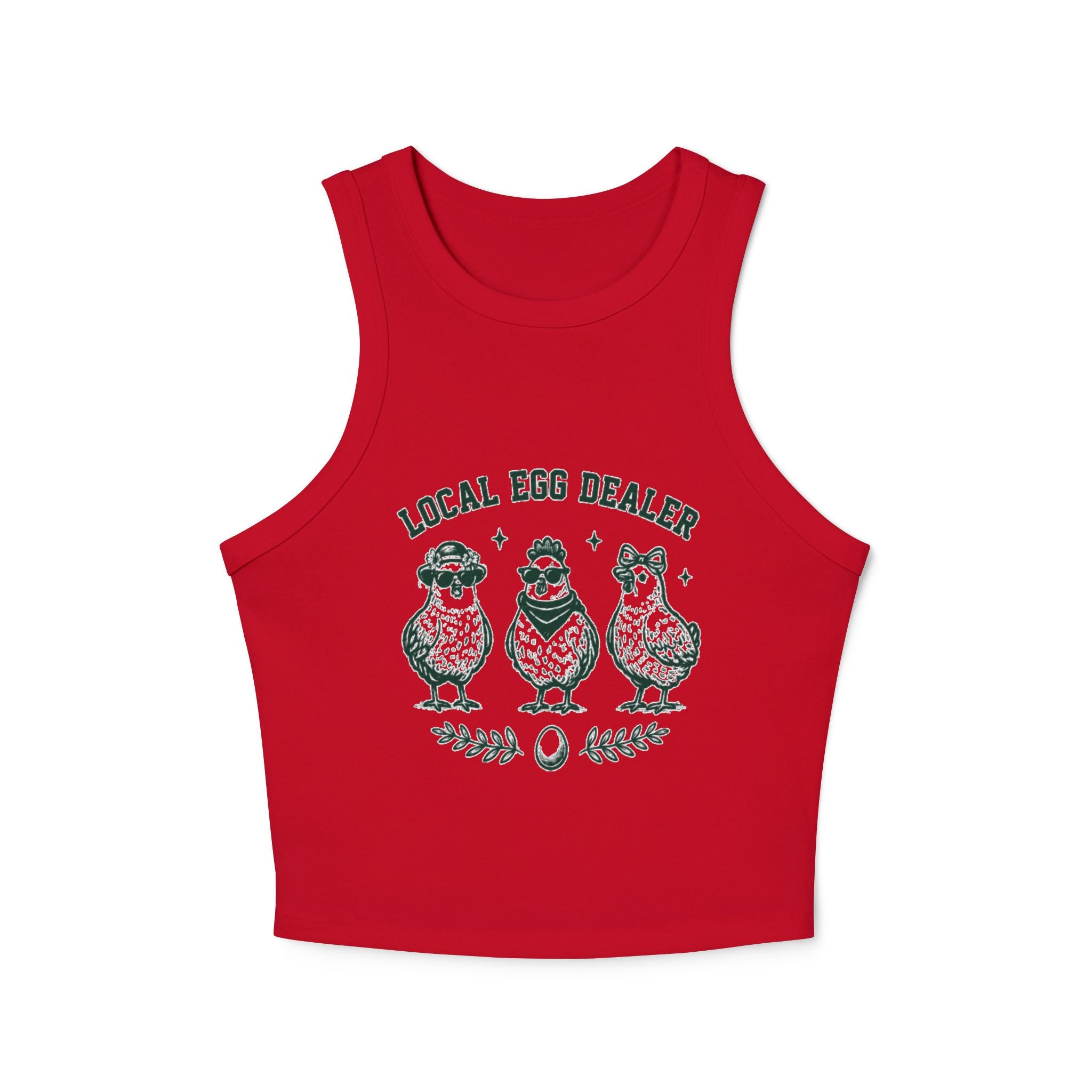 Local Egg Dealer Racer Tank Top | Cute Chick Graphic Crop Top for Women