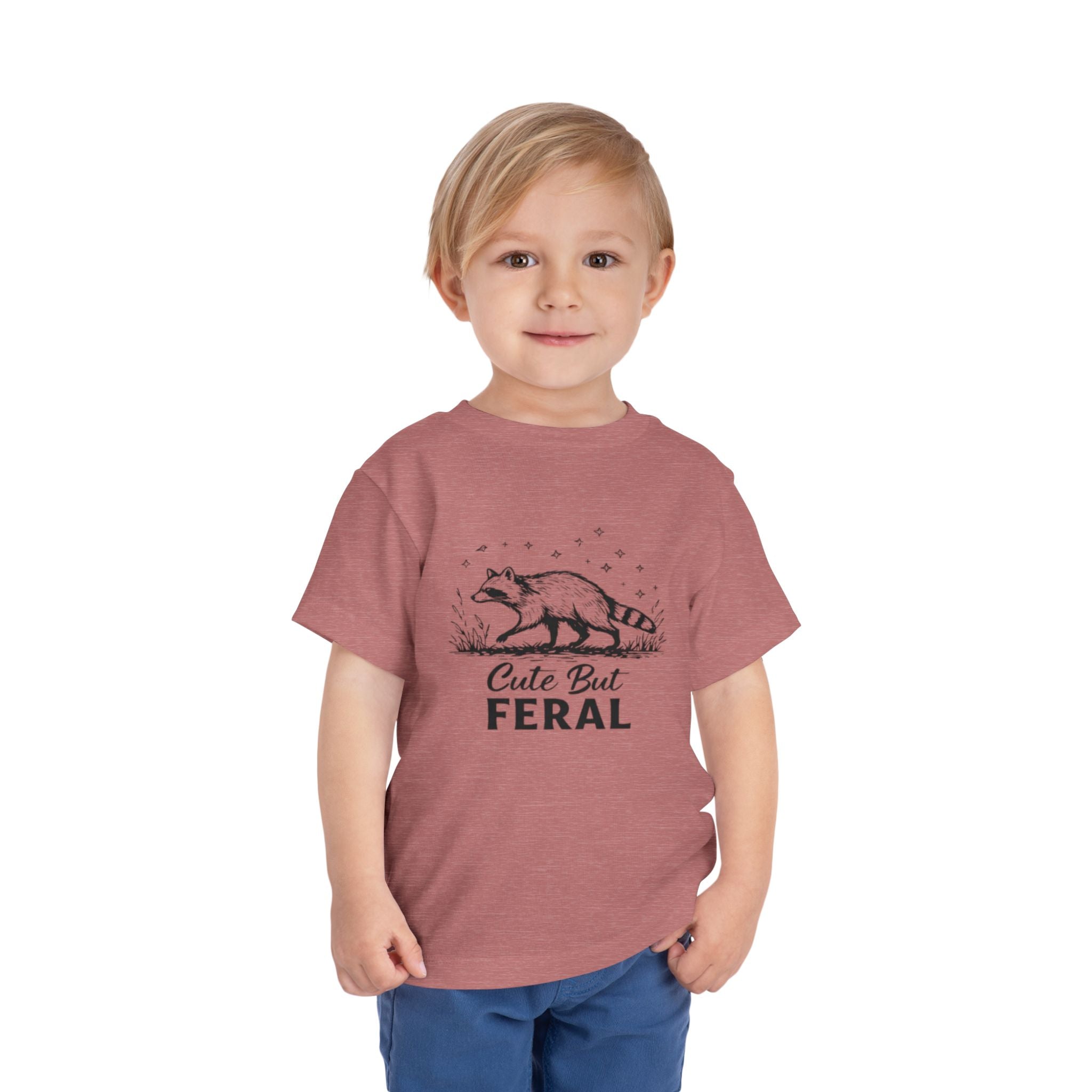 Toddler Tee | "Cute But Feral" Raccoon Graphic