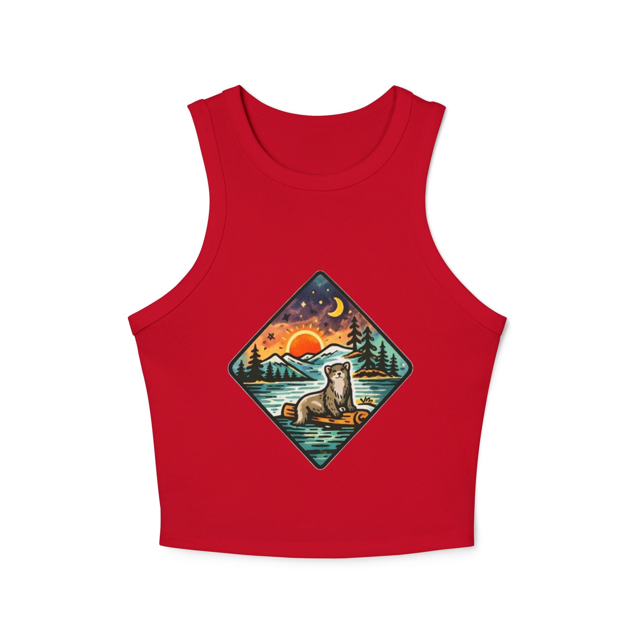 Otter Sunset Galaxy Racer Tank | Womens Ribbed Crop Tank Top