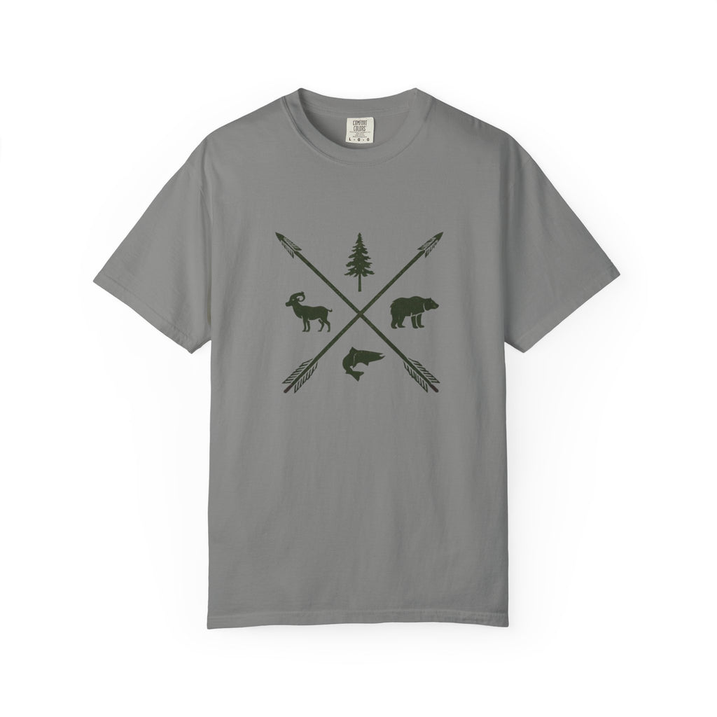 Outdoor Adventure T-Shirt | Forest Wildlife Arrows Design