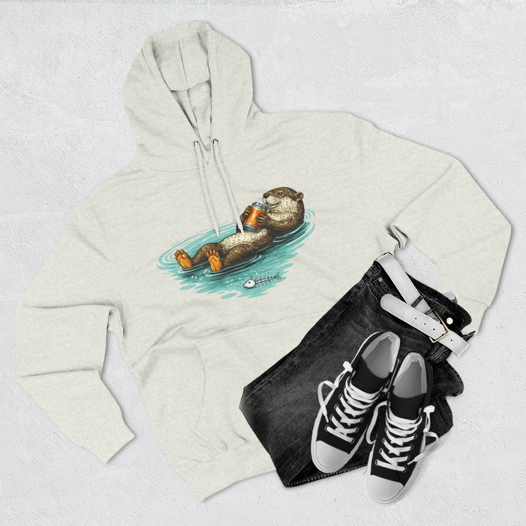 Otter Floating Graphic Hoodie | Relaxing Sea Otter with Beer Pullover