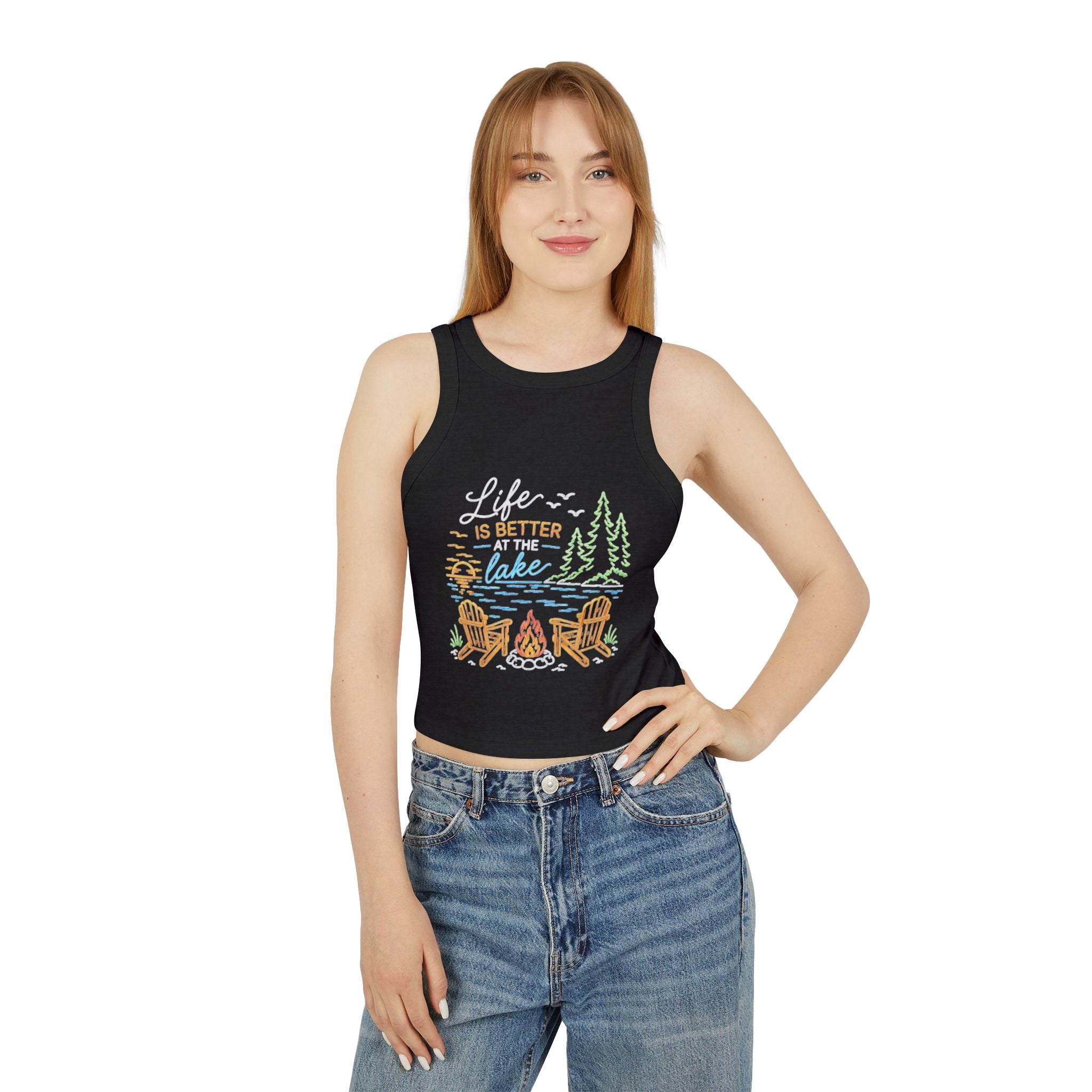 Lake Life Racer Tank Top | "Life Is Better at the Lake" Graphic