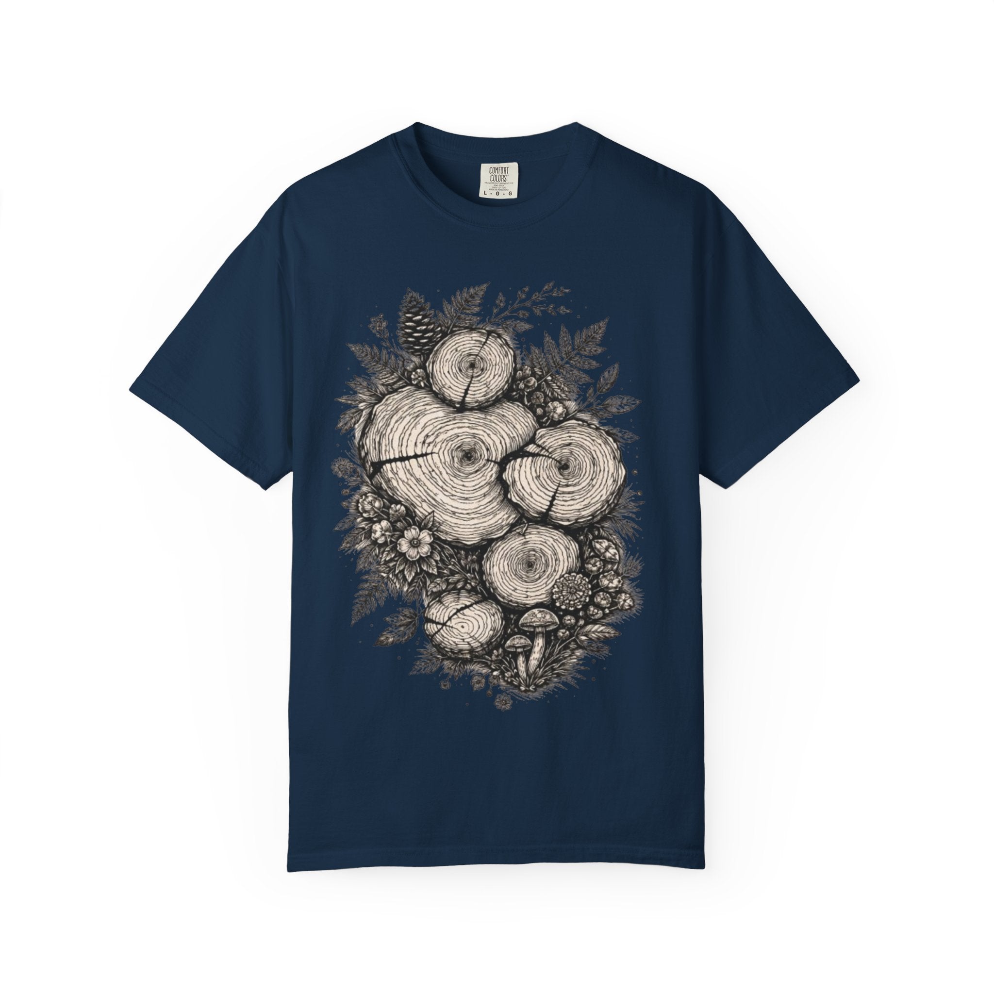 Woodland Tree Rings T-Shirt | Botanical Log Cross-Section Art Tee