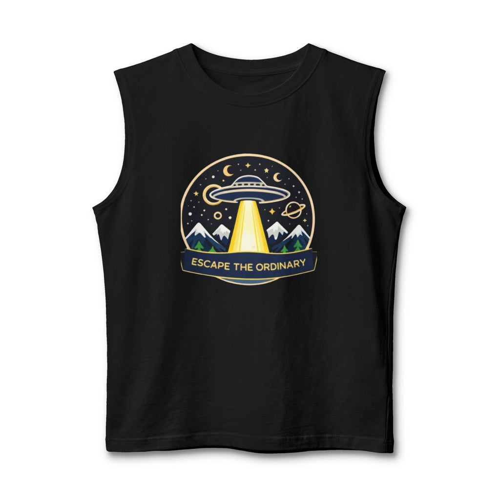 Escape the Ordinary UFO Tank Top | Adventure Graphic Muscle Tee