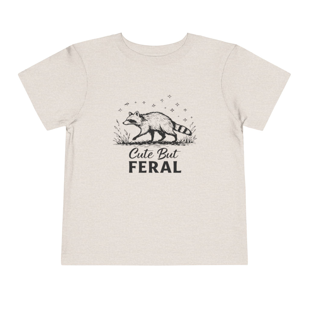 Toddler Tee | "Cute But Feral" Raccoon Graphic