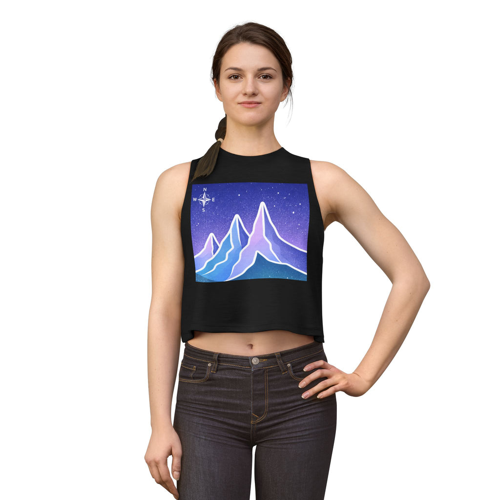 Women's Crop Top | Pastel Night Mountain Graphic Crop Top