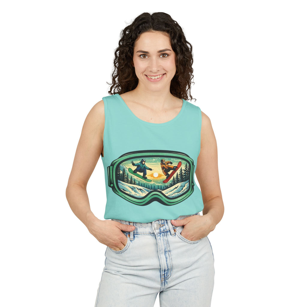 Snowboarding Mountain Goggles Tank Top