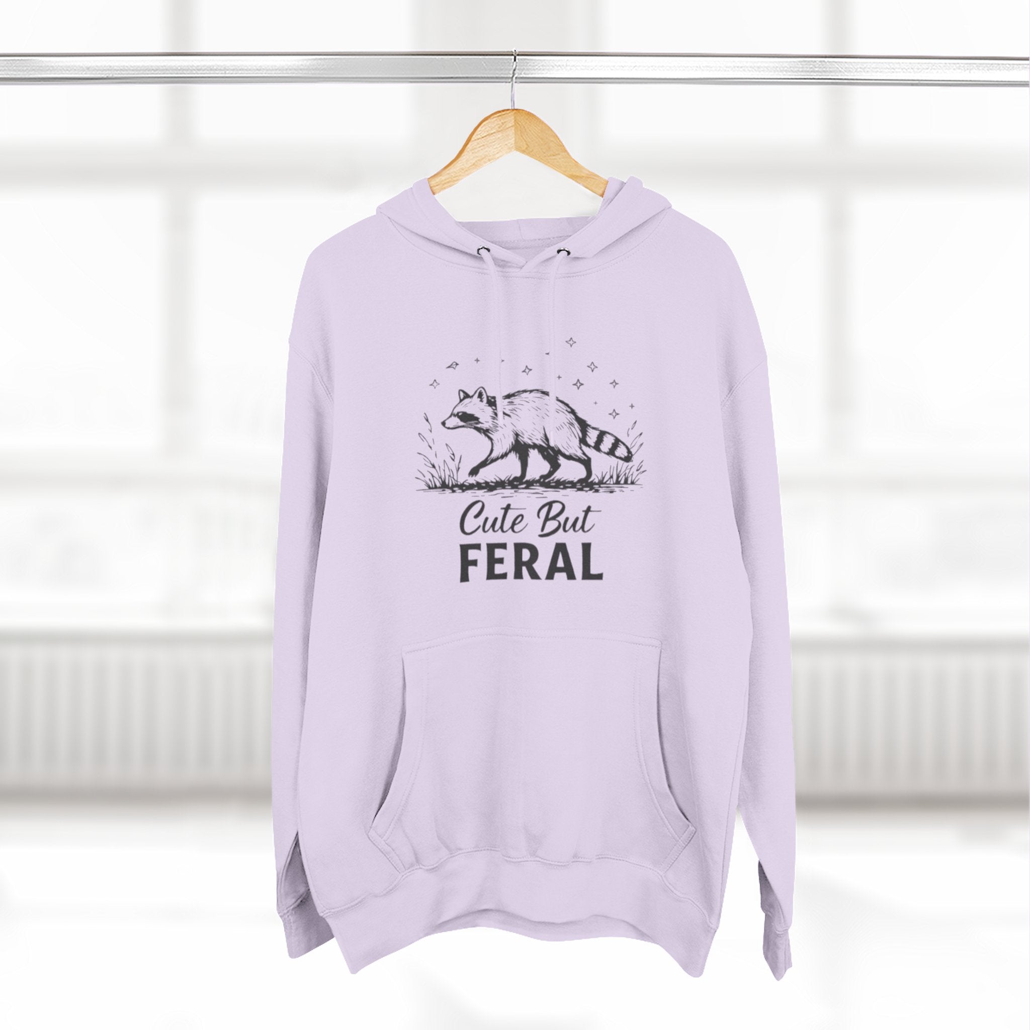 Cute But Feral Hoodie | Raccoon Illustration Graphic Pullover
