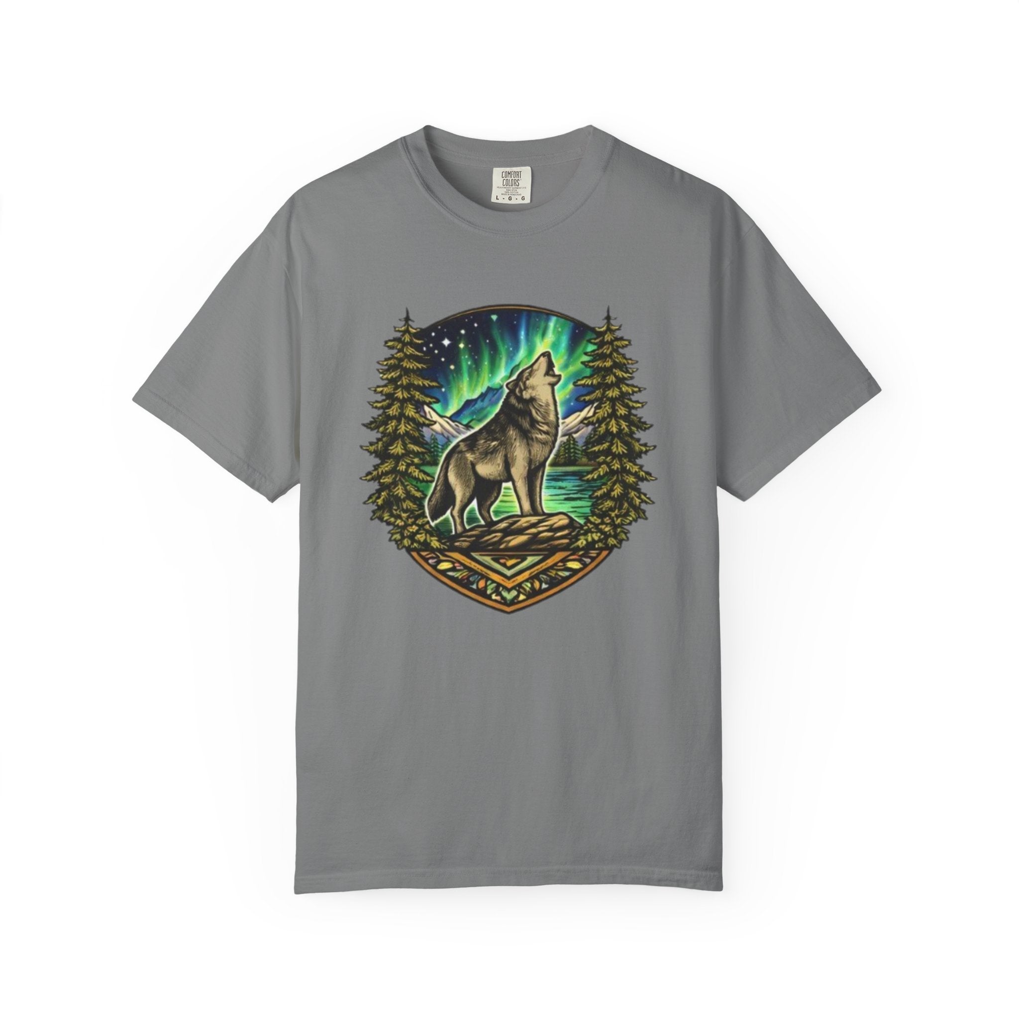 Wolf Howl T-Shirt | Northern Lights Forest Graphic Tee