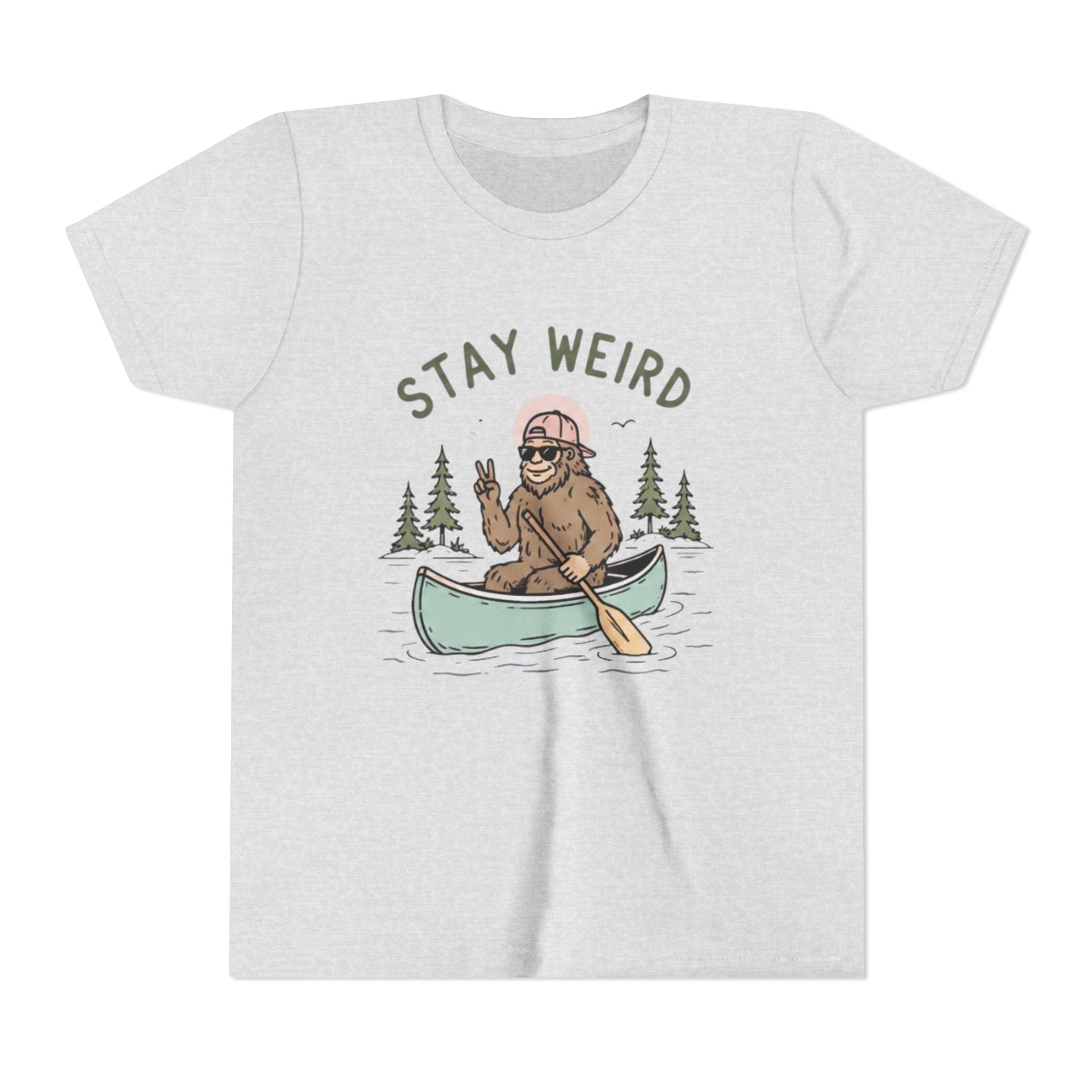 Youth T-Shirt | "Stay Weird" Canoe Bigfoot Graphic Tee