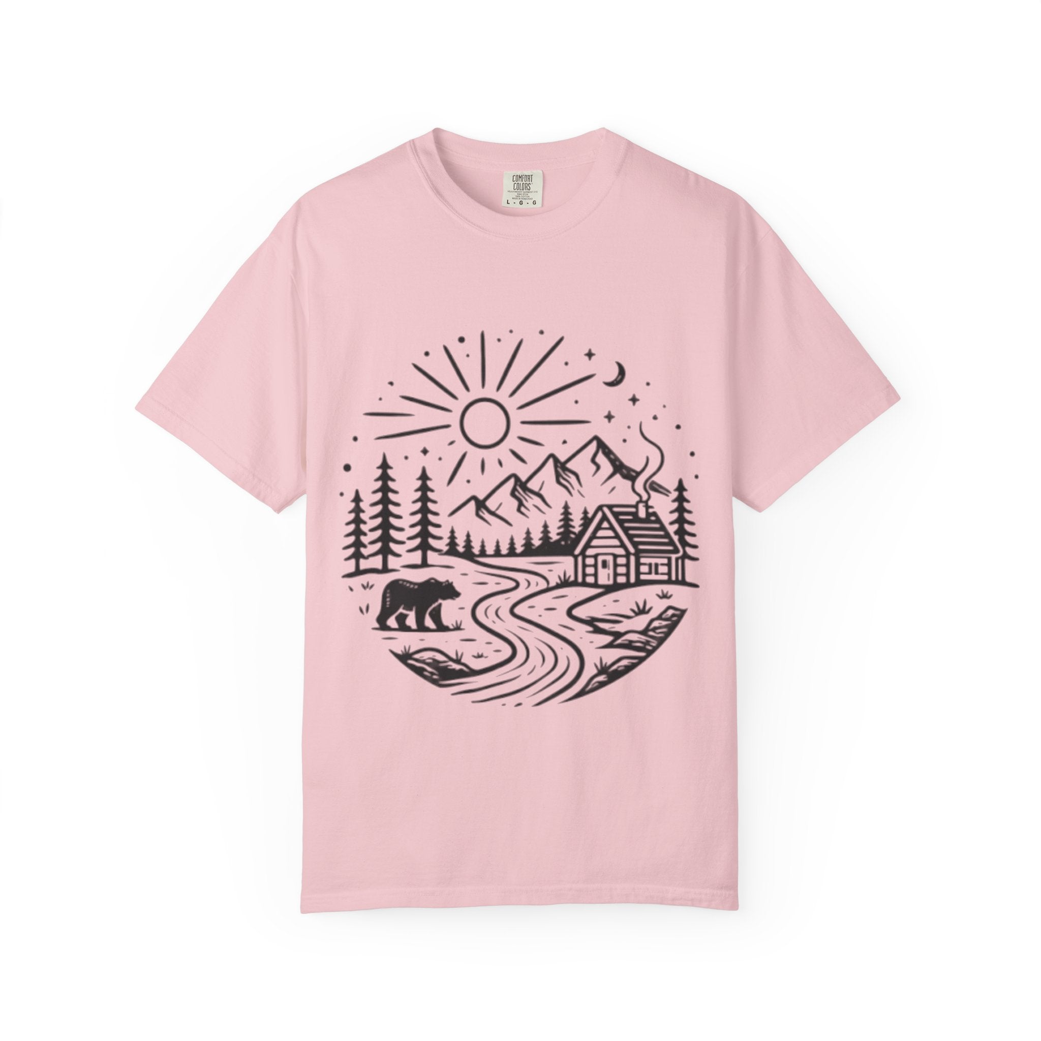 Cabin River Wilderness T-Shirt | Mountain, Bear & Forest Outdoor Tee
