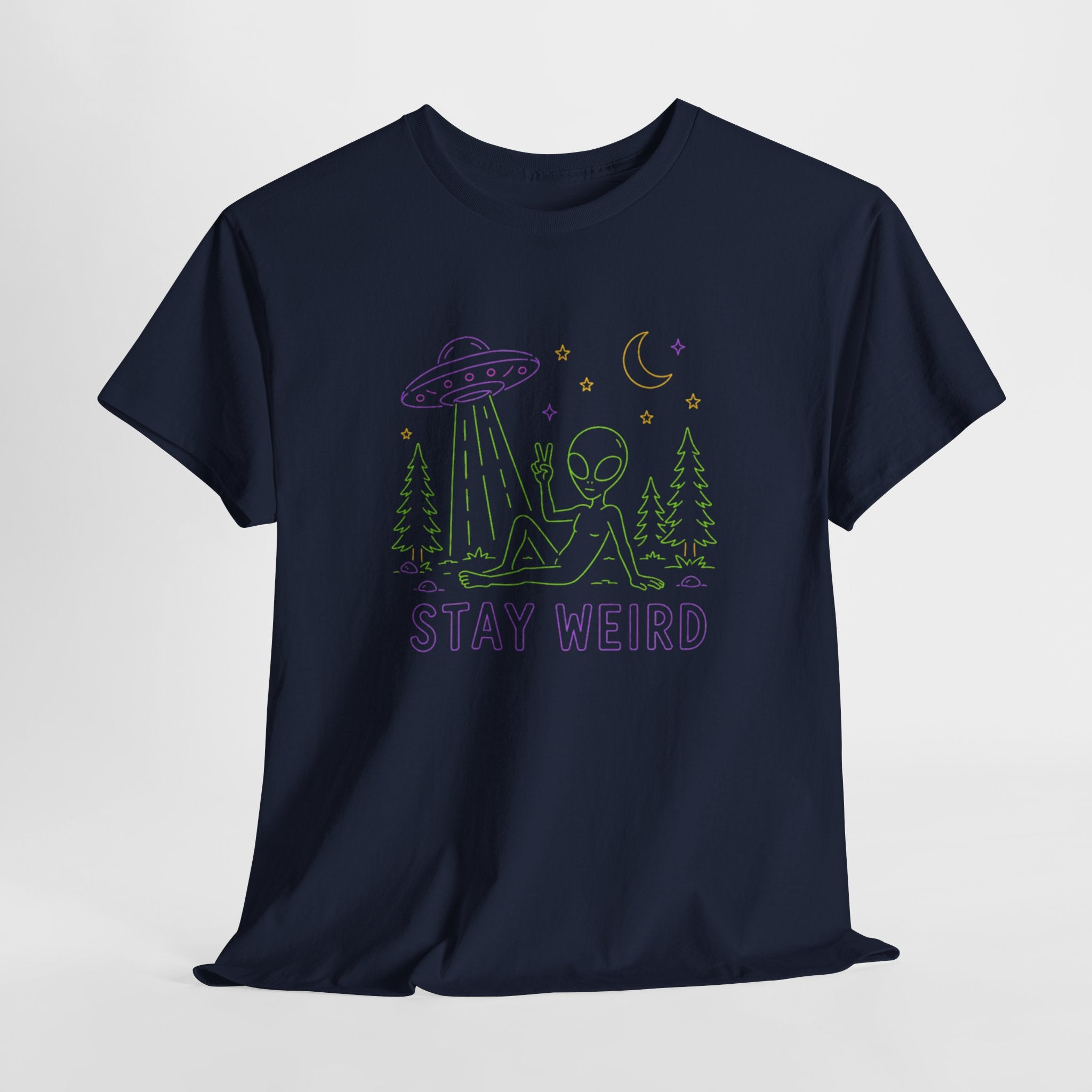 T-Shirt | Pastel UFO "Stay Weird" Graphic Tee