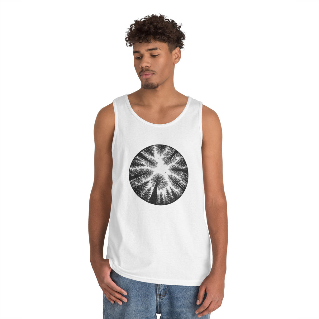 Tree Canopy Circle Tank Top | Forest Silhouette Nature Graphic Tank