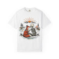 Skeleton & Fox Tee Retro Campfire Nature Graphic T-Shirt