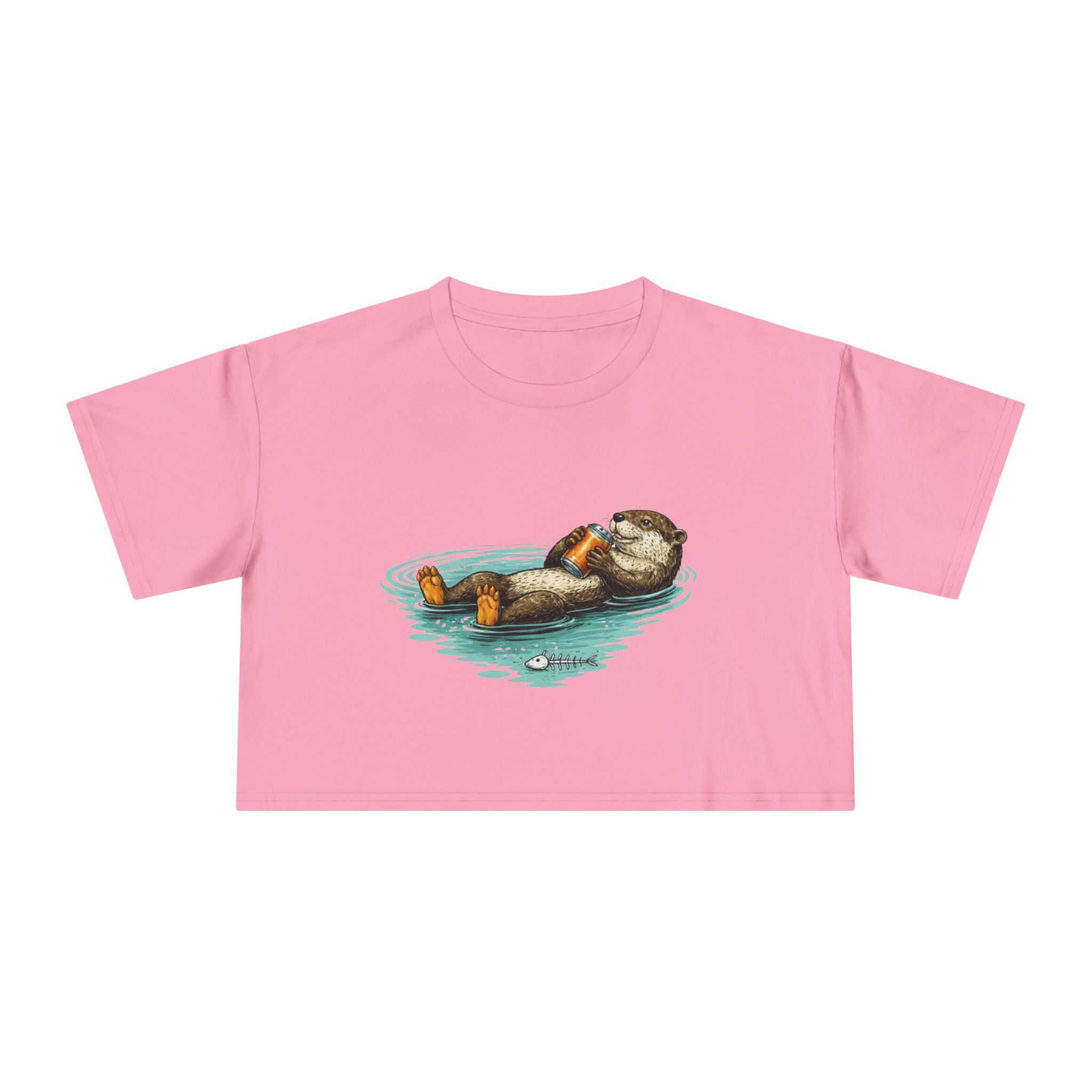Otter Float Crop Tee | Cute Relaxing Sea Otter Graphic Womens Crop Top