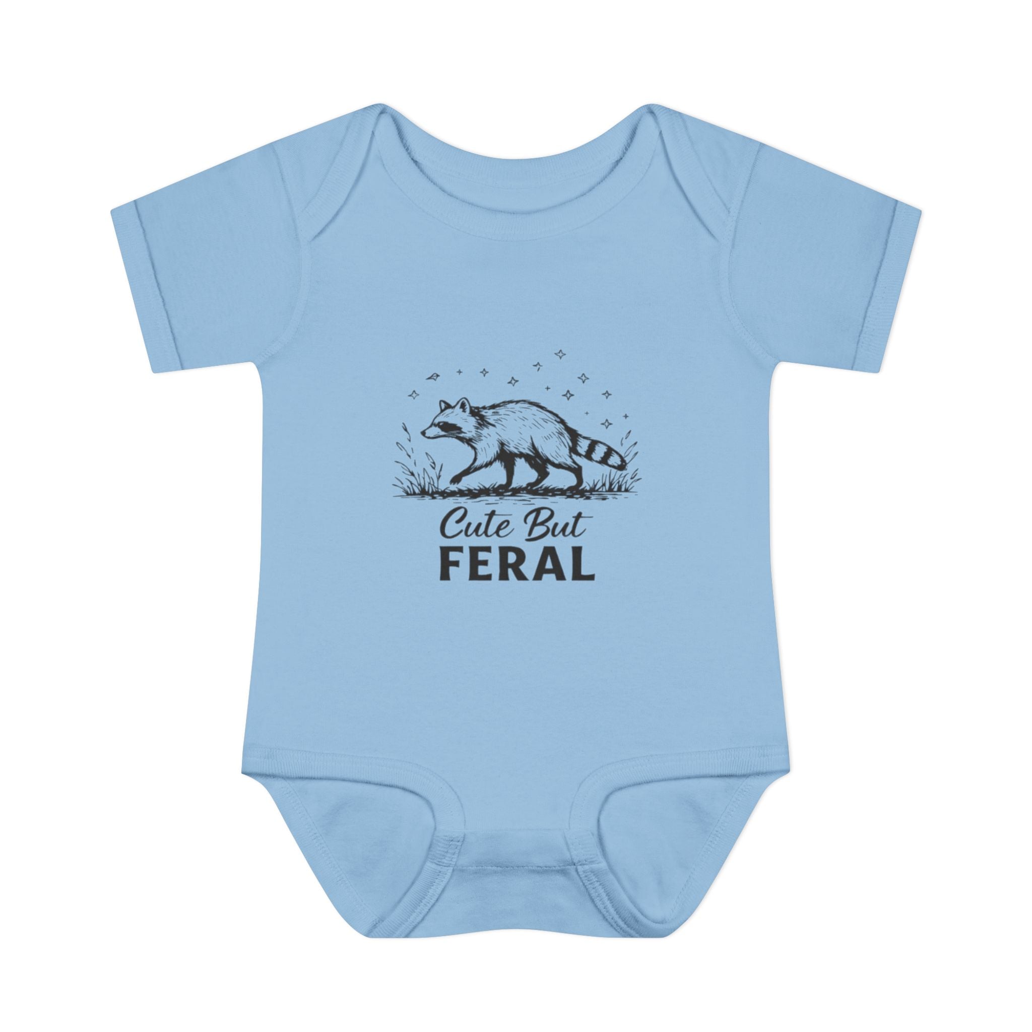 Infant Bodysuit  "Cute But Feral" Raccoon Baby Onesie | Funny Newborn Shower Gift