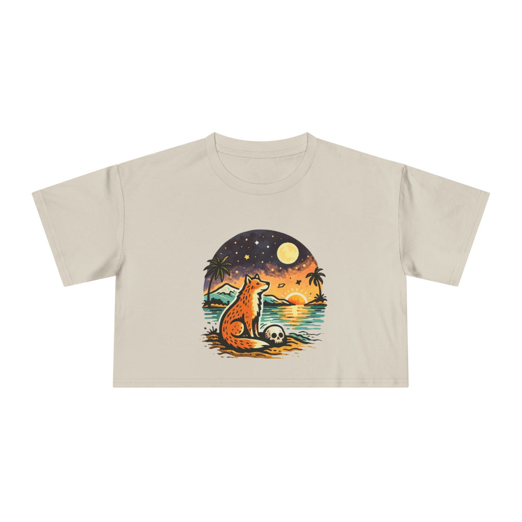 Crop Tee | Sunset Fox Beach Graphic