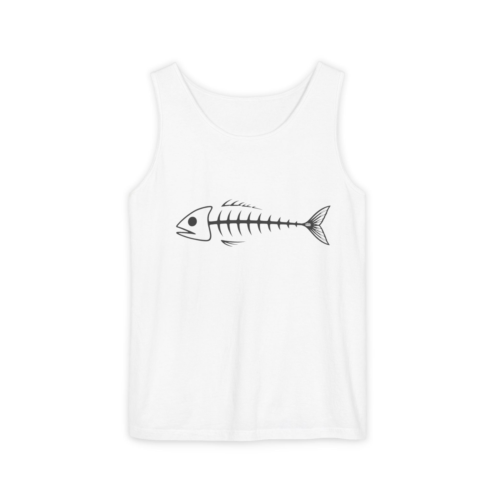 Fish Skeleton Tank Top | Minimalist Fishing Graphic Sleeveless Tee