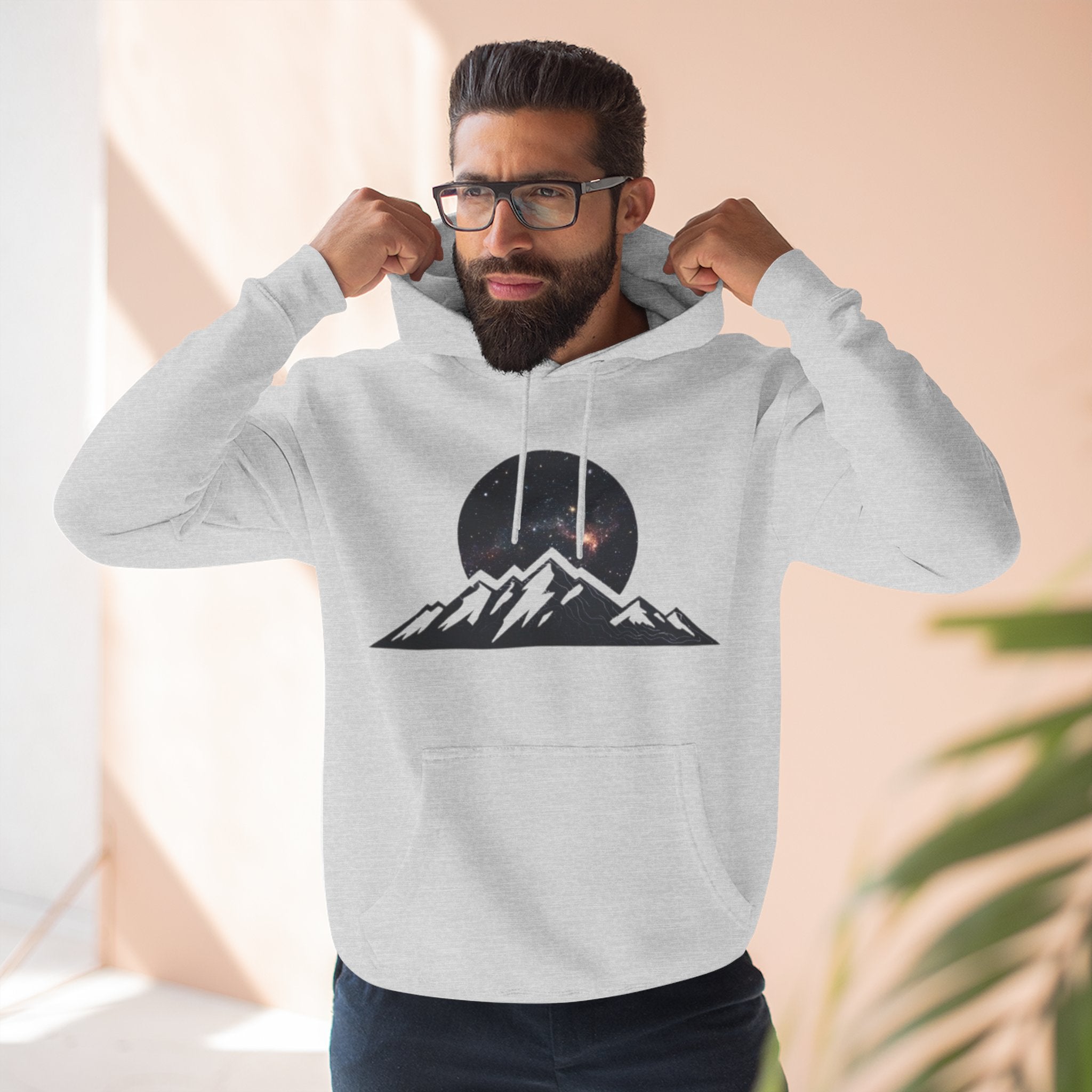 Mountain Sunset Hoodie | Minimalist Mountain Range with Night Sky Graphic