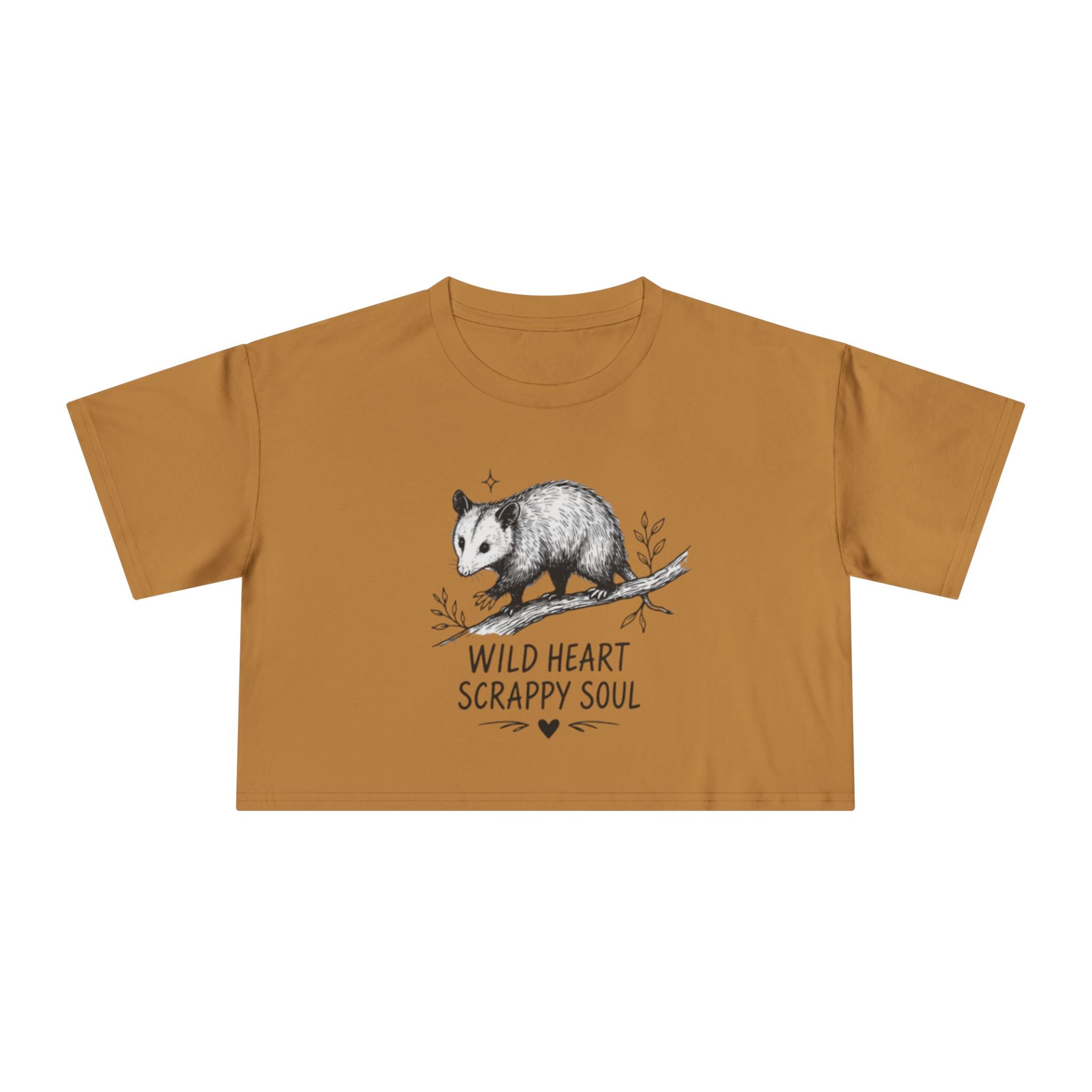 Crop Tee | Wild Heart Scrappy Soul Opossum Graphic Womens Cropped T-Shirt