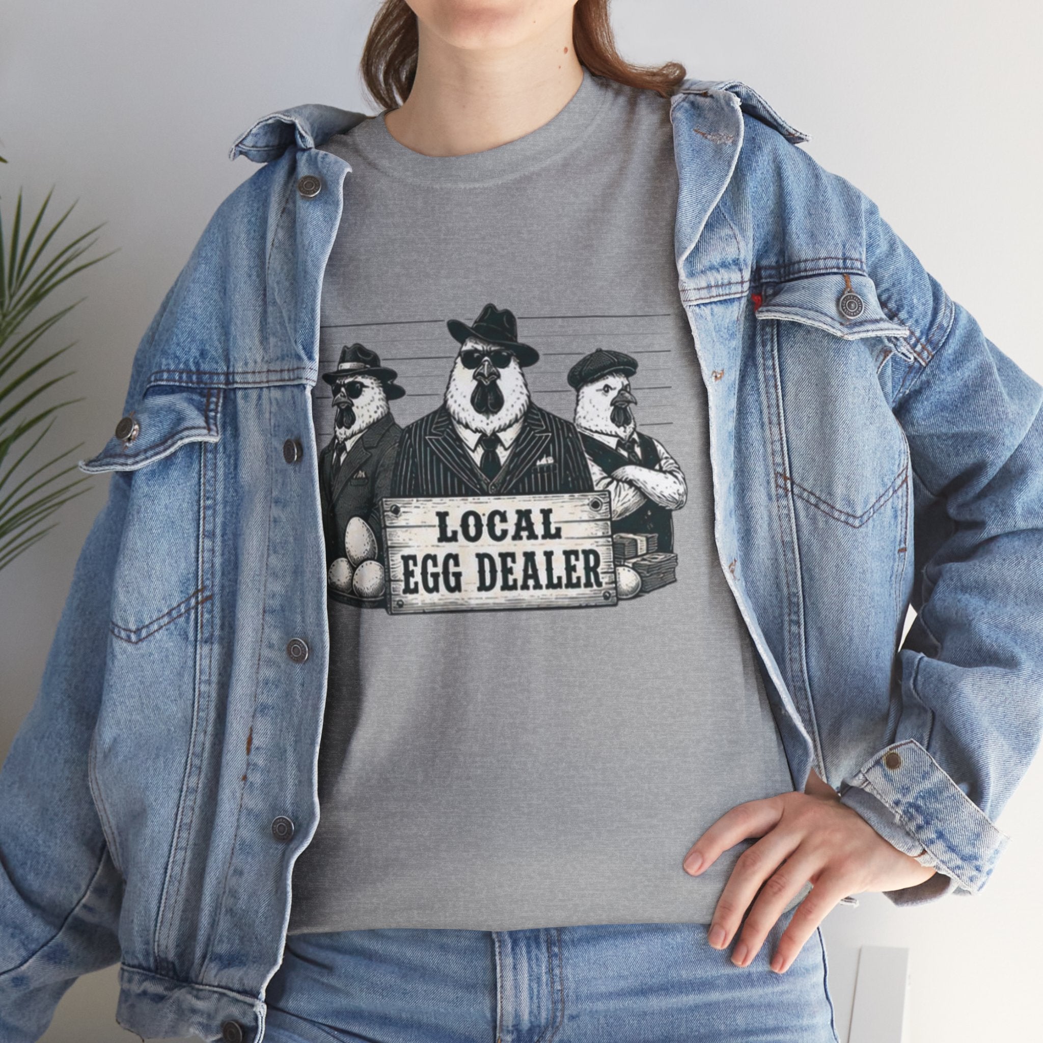 Local Egg Dealer T-Shirt | Funny Farm Mugshot Chicken & Egg Farmer Tee