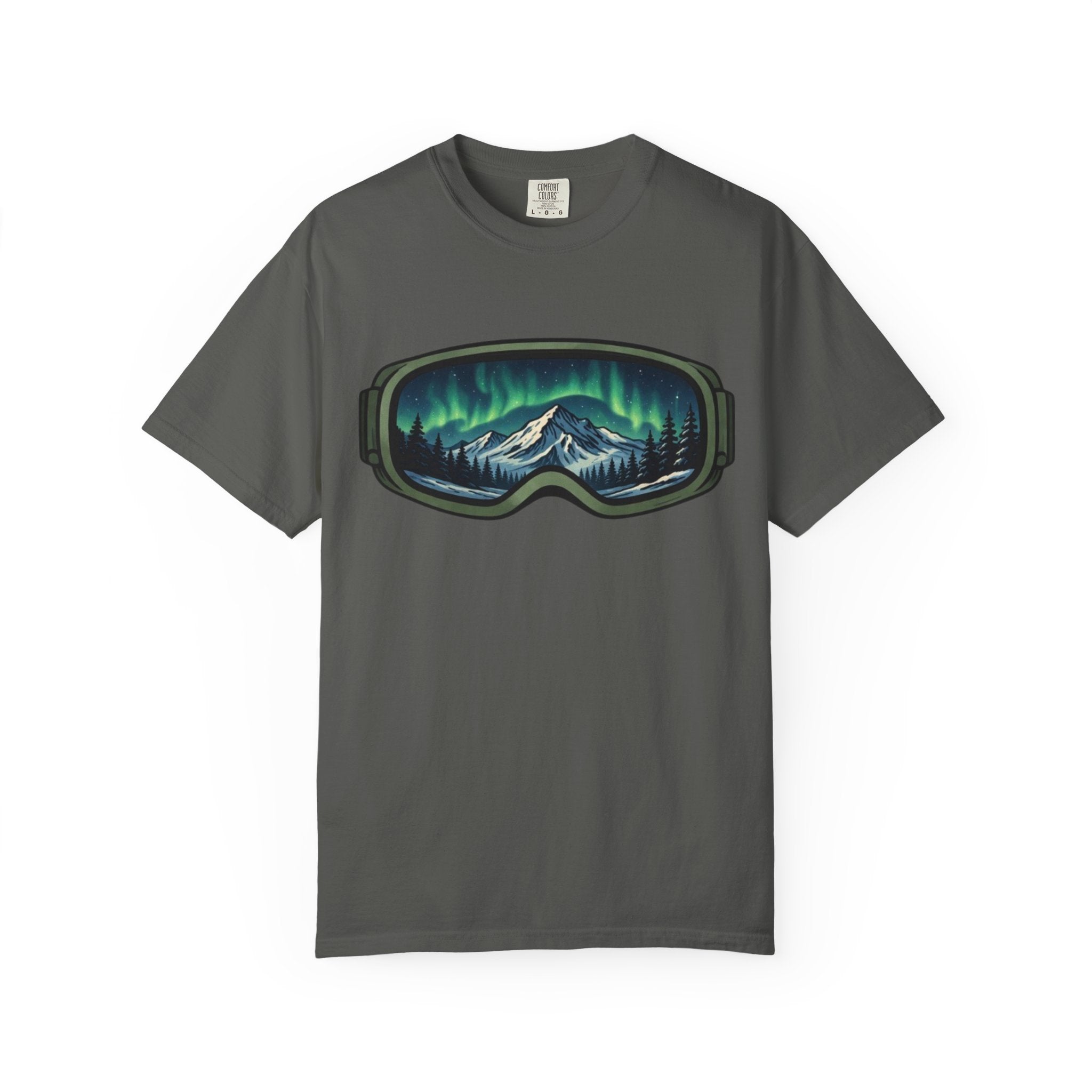 Aurora Ski Goggle T-Shirt | Mountain Night Northern Lights Graphic Tee