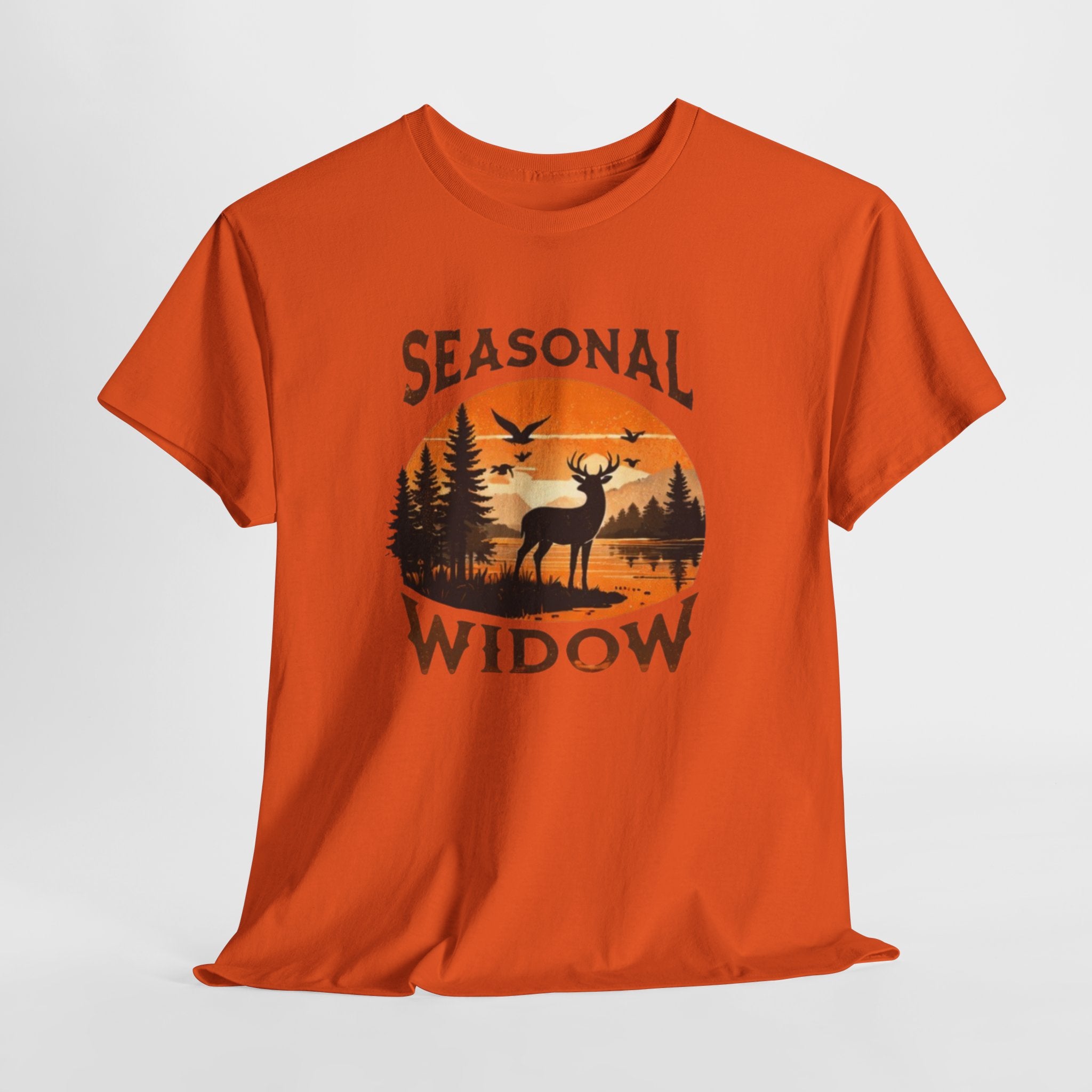 Seasonal Widow Tee | Hunting Wife Deer Sunset Graphic T-Shirt