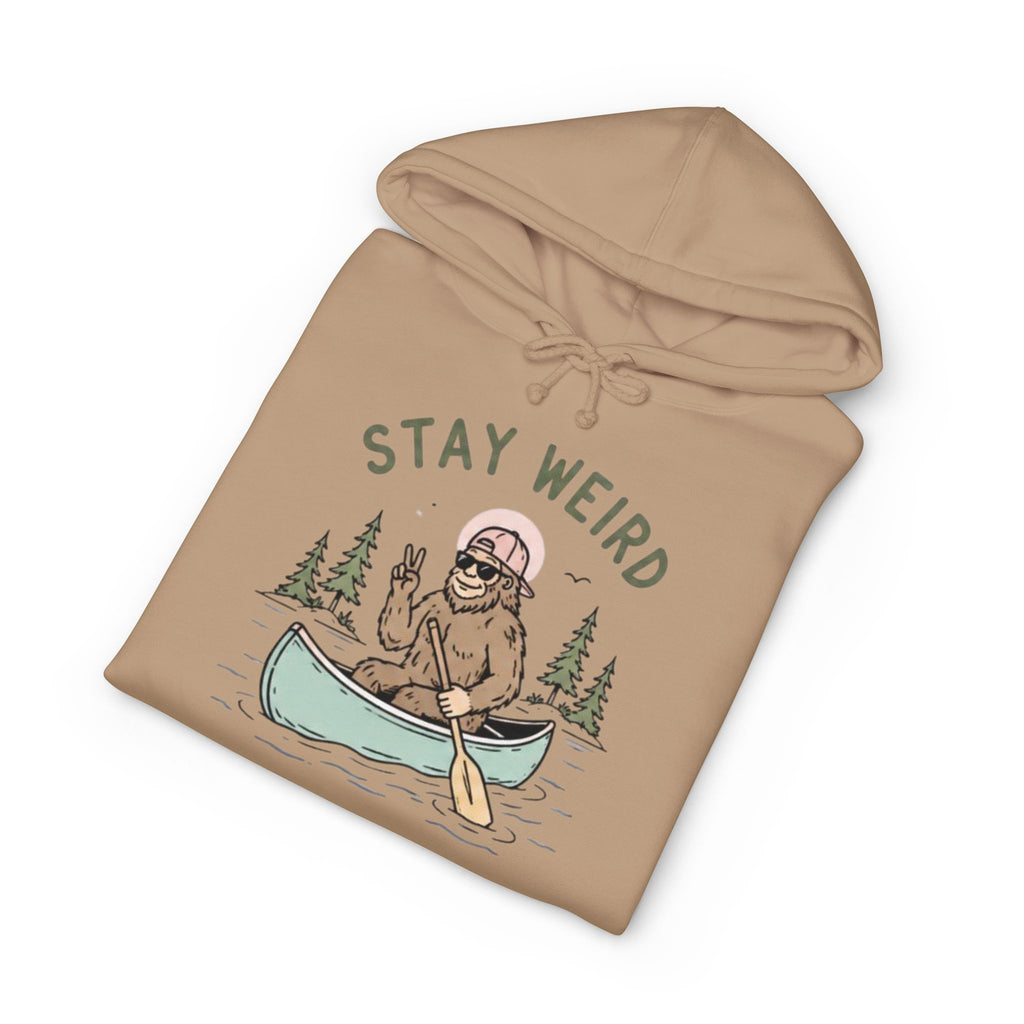 Stay Weird Canoe Hoodie | Bigfoot Paddling Graphic Sweatshirt