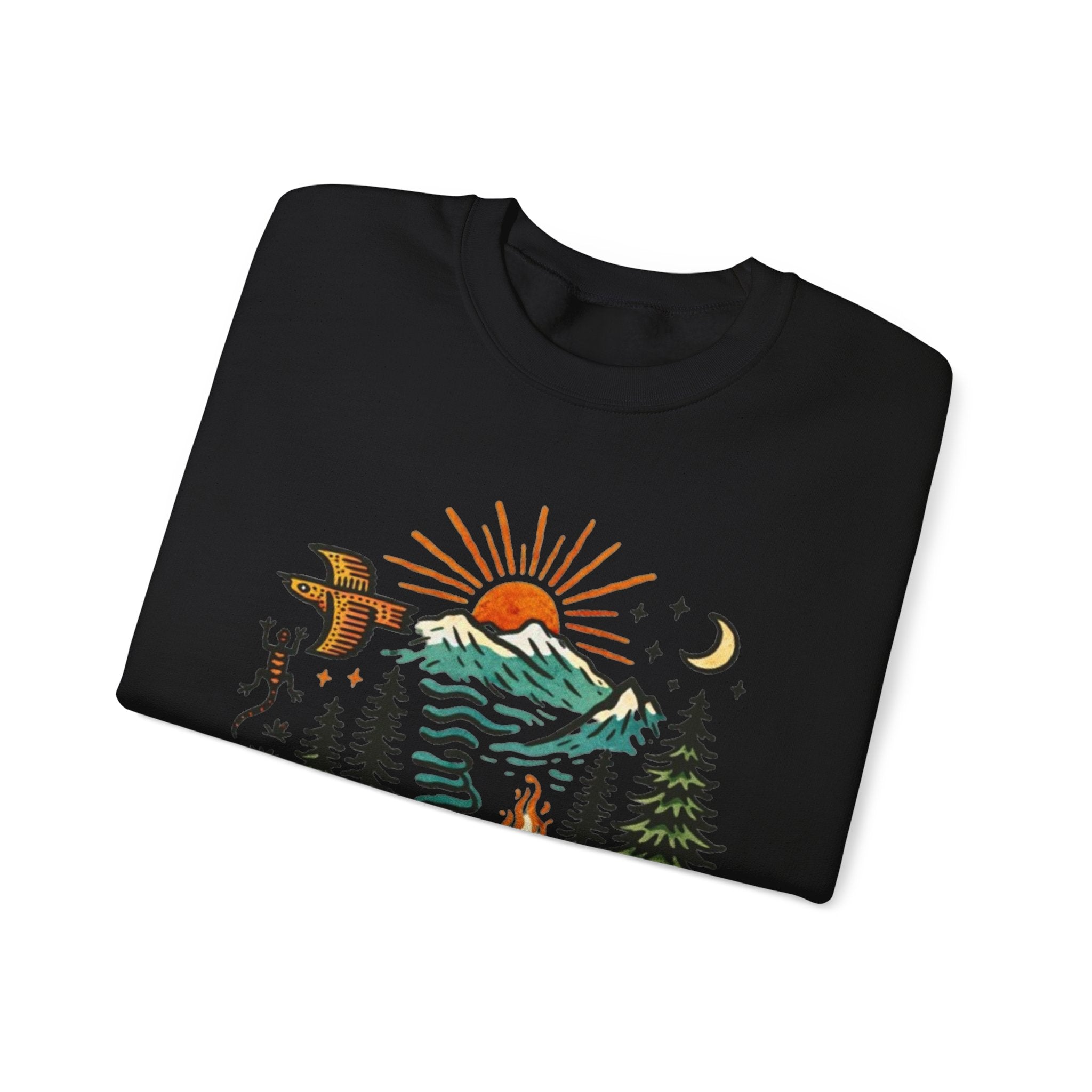 Nature Scene Crewneck Sweatshirt | Desert to Mountain Wildlife Graphic